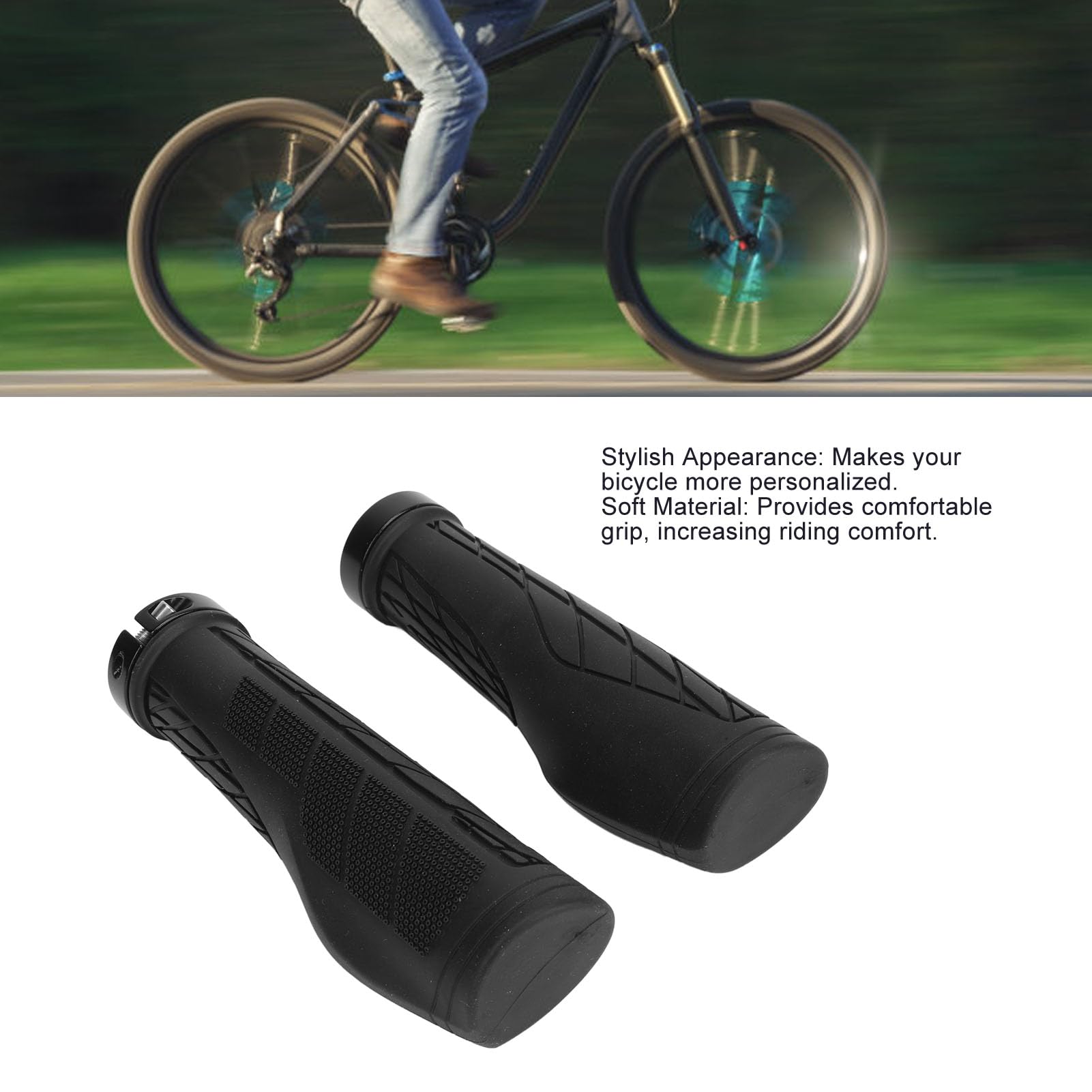 1 Pair Anti-Slip Bike Handlebar Grips - Ergonomic Replacement Grips for Bicycles, Scooters & Mountain Bikes (MTB) - Easy Installation, Durable Black Rubber - Perfect for Commuting, Off-Road Cycling & Urban Riding