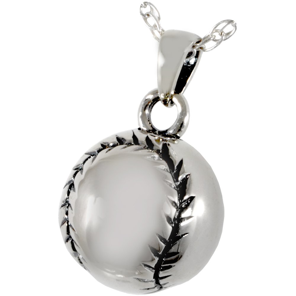 Sterling Silver Cremation Memorial Jewelry for Ashes - Baseball Keepsake Urn Pendant for Loved Ones | Perfect for Grieving, Remembrance & Special Occasions