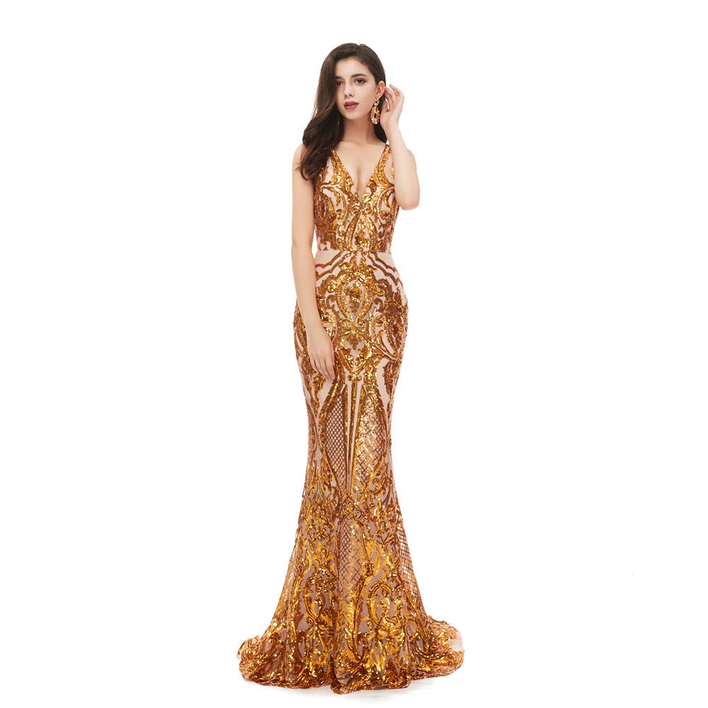 Datangep Women's Mermaid Sequin Prom Dress - Elegant V-Neck Evening Gown for Wedding, Party & Special Occasions | Perfect for Prom Night, Cocktail Events & Formal Gatherings