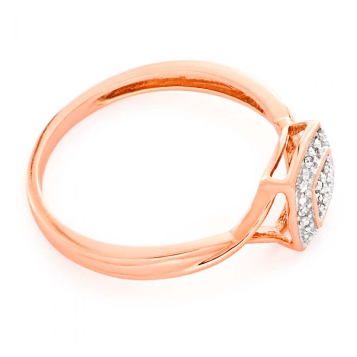 9ct Rose Gold Ring with 17 Brilliant Cut Diamonds - Elegant Diamond Engagement Ring for Women, Perfect for Proposals, Anniversaries & Special Occasions