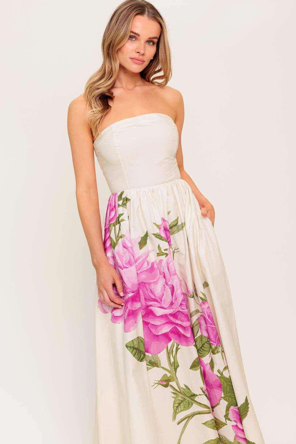 Strapless Floral Maxi Dress - Lightweight Summer Beach Dress for Women | Perfect for Vacations, Weddings & Outdoor Events