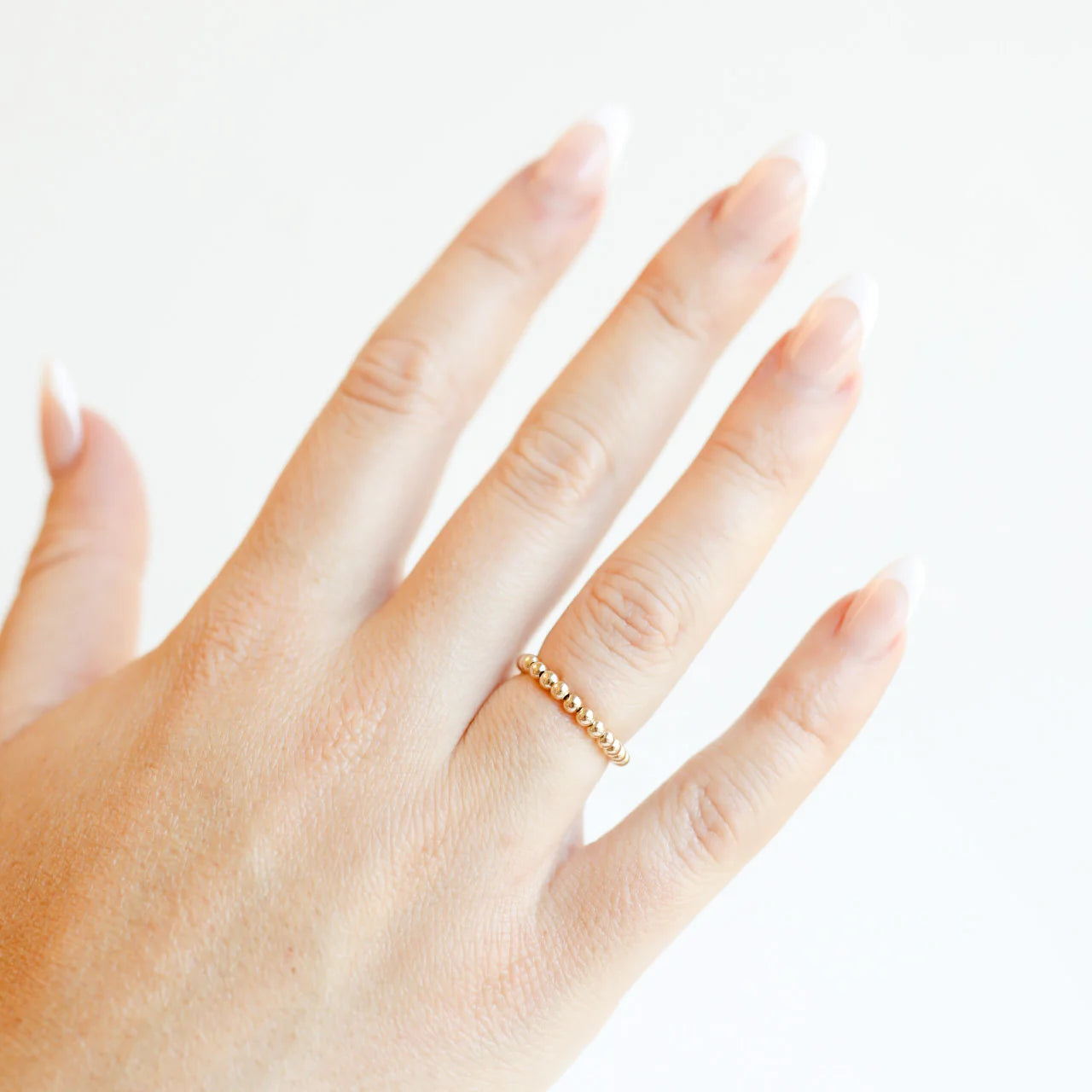 Ella 2.5MM Gold Beaded Band Ring for Women - Dainty Stackable Jewelry for Everyday Wear, Gift Giving & Special Occasions