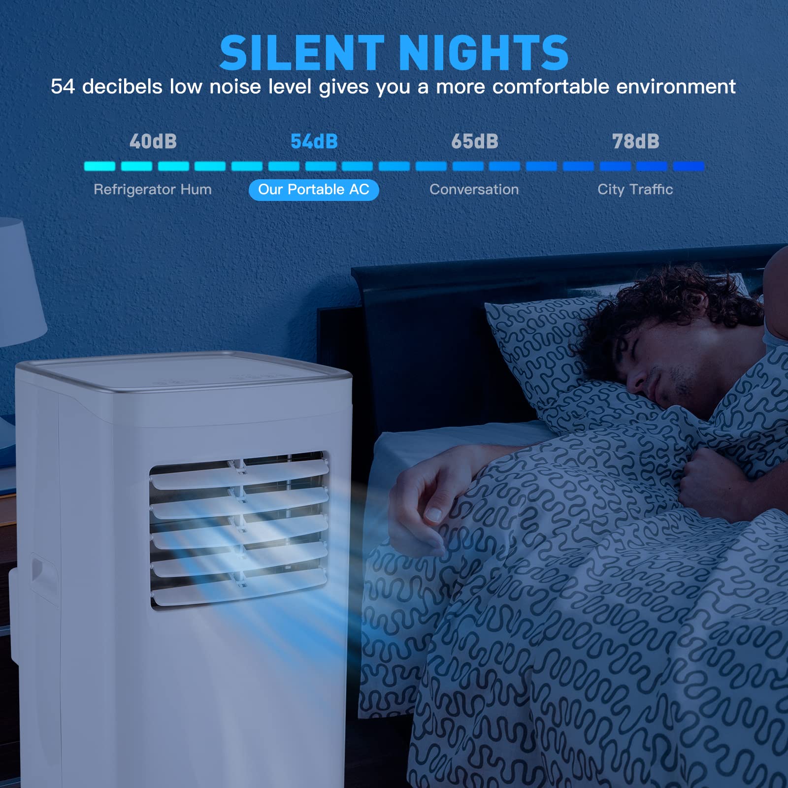 8,000 BTU Portable Air Conditioner - 3-in-1 AC Unit with Cooling, Dehumidifier & Fan Modes - Cools Rooms Up to 200 Sq Ft - Includes Remote Control & 24-Hour Timer - Ideal for Bedrooms, Home Offices, Dorm Rooms and Small Spaces