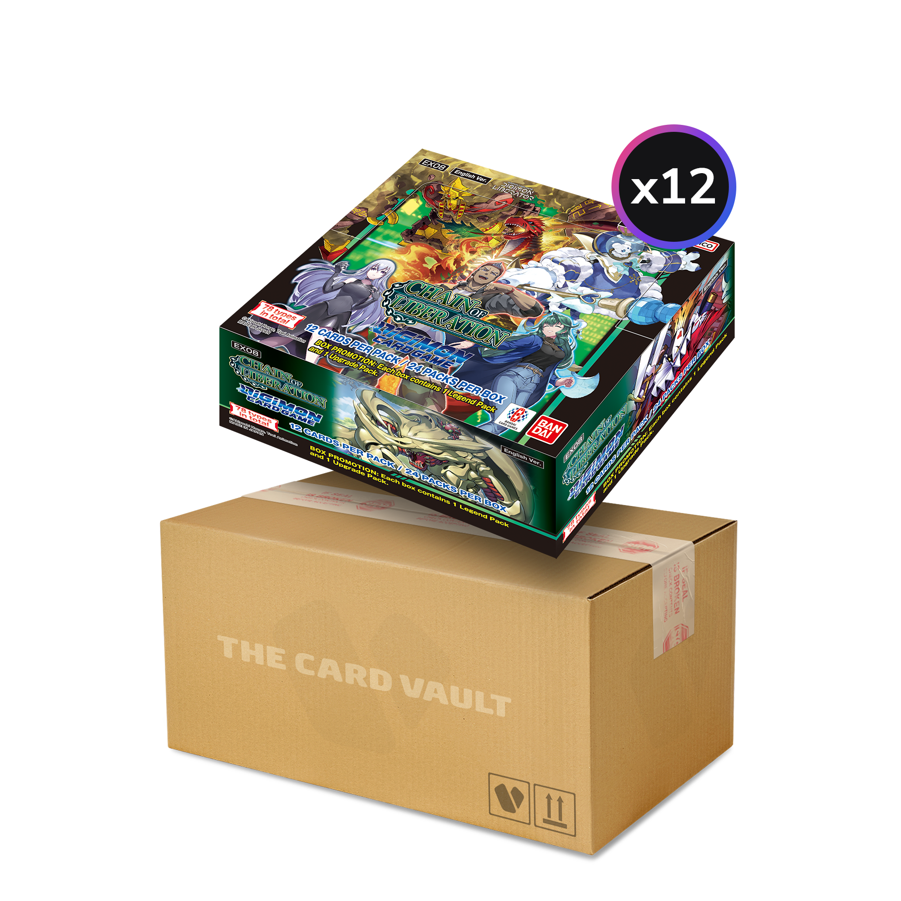 Digimon Card Game EX08 Chain Of Liberation Booster Box Display Case - 12 Boxes | Collectible Trading Cards For Battles & Tournaments