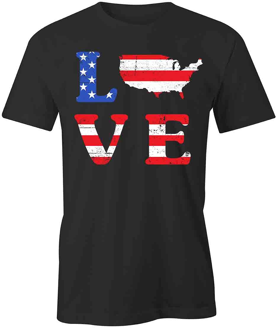 Love America Graphic T-Shirt - Patriotic Printed Tee for Men & Women | Black Cotton Shirt for 4th of July, Memorial Day & Independence Day Celebrations
