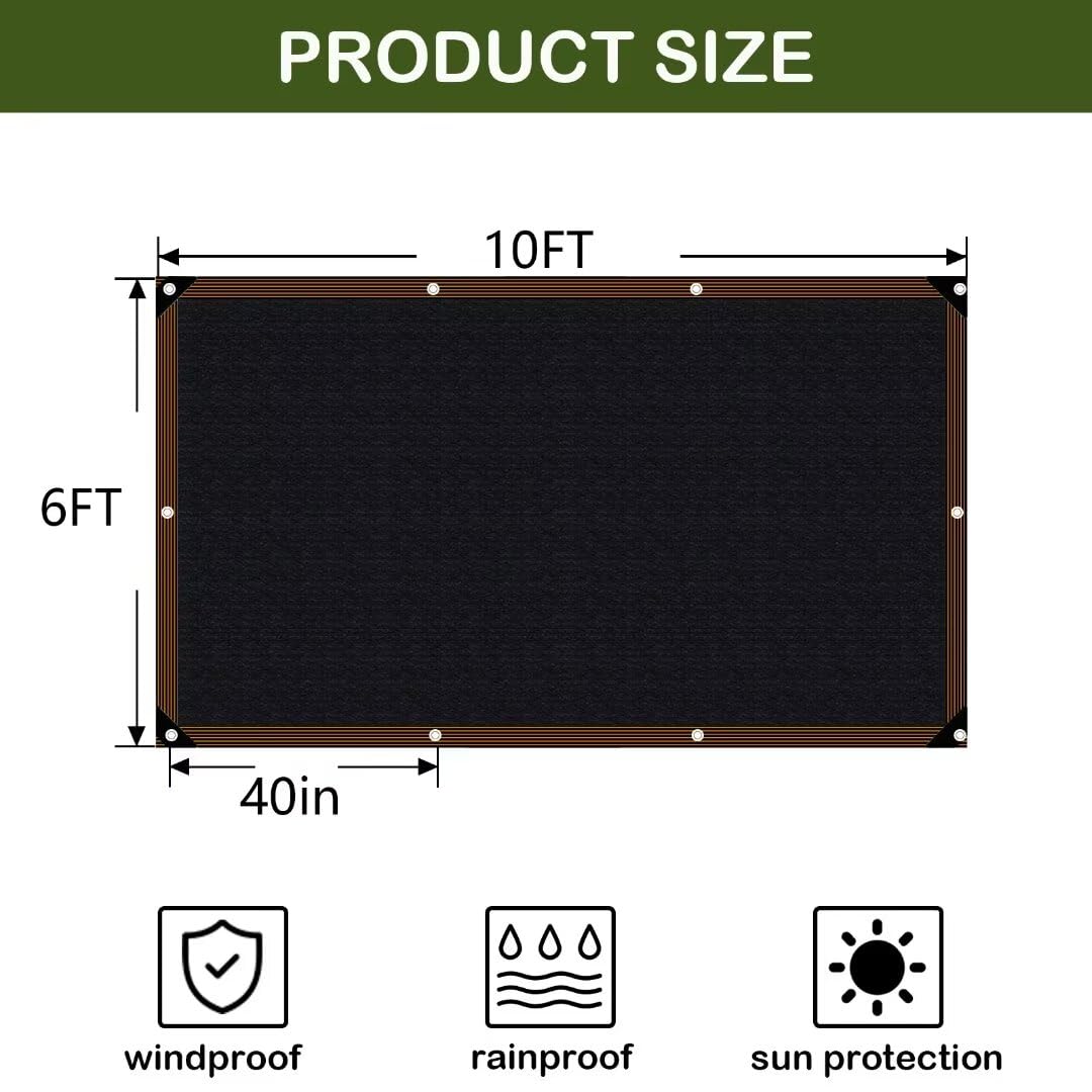 TOTOZAKUL 70% Sun Block Shade Cloth 6x10 FT - Black UV Resistant Garden Mesh Tarp with Reinforced Grommets | Perfect for Outdoor Pergola, Patio Cover, Plant Protection, Chicken Coop, Kennel & Lawn Shade