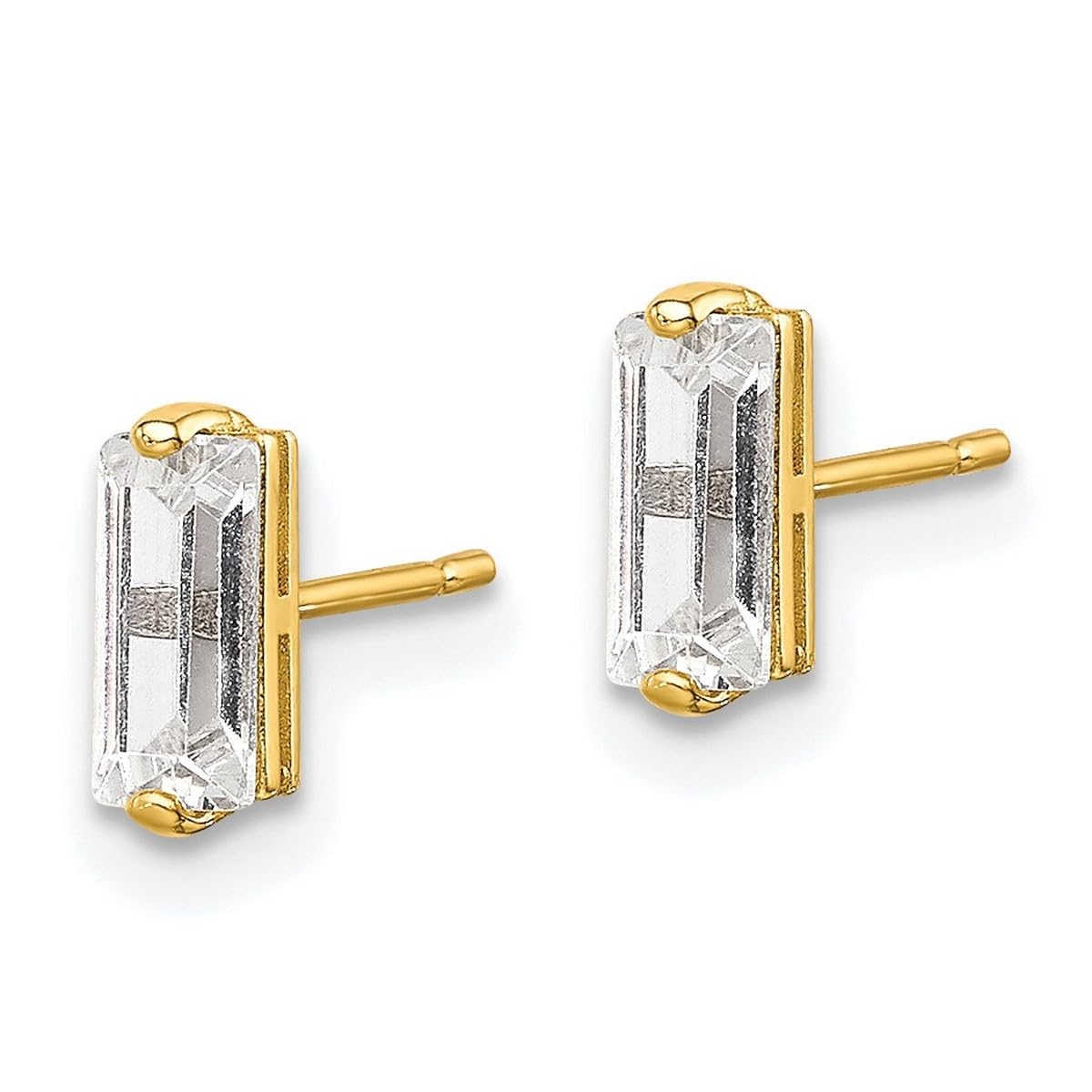10K Gold Polished CZ Cubic Zirconia Simulated Diamond Stud Earrings for Women - 3.24mm Wide Elegant Stud Earrings | Perfect for Weddings, Parties & Everyday Wear