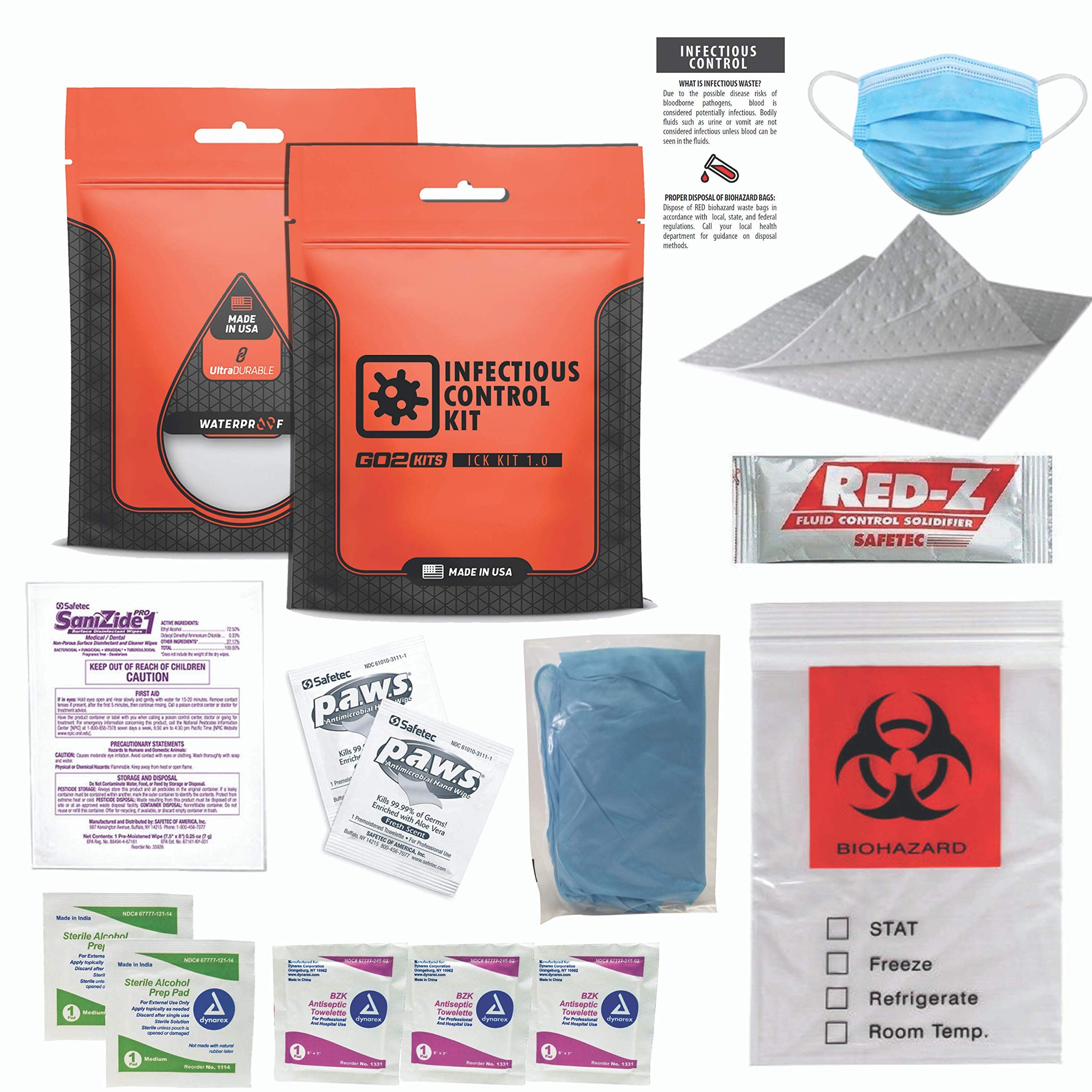 Go2Kits Infection Control Kit with PPE & Disposal Supplies - Essential Isolation Tools for Healthcare, Home & Travel Safety (1 Pack)