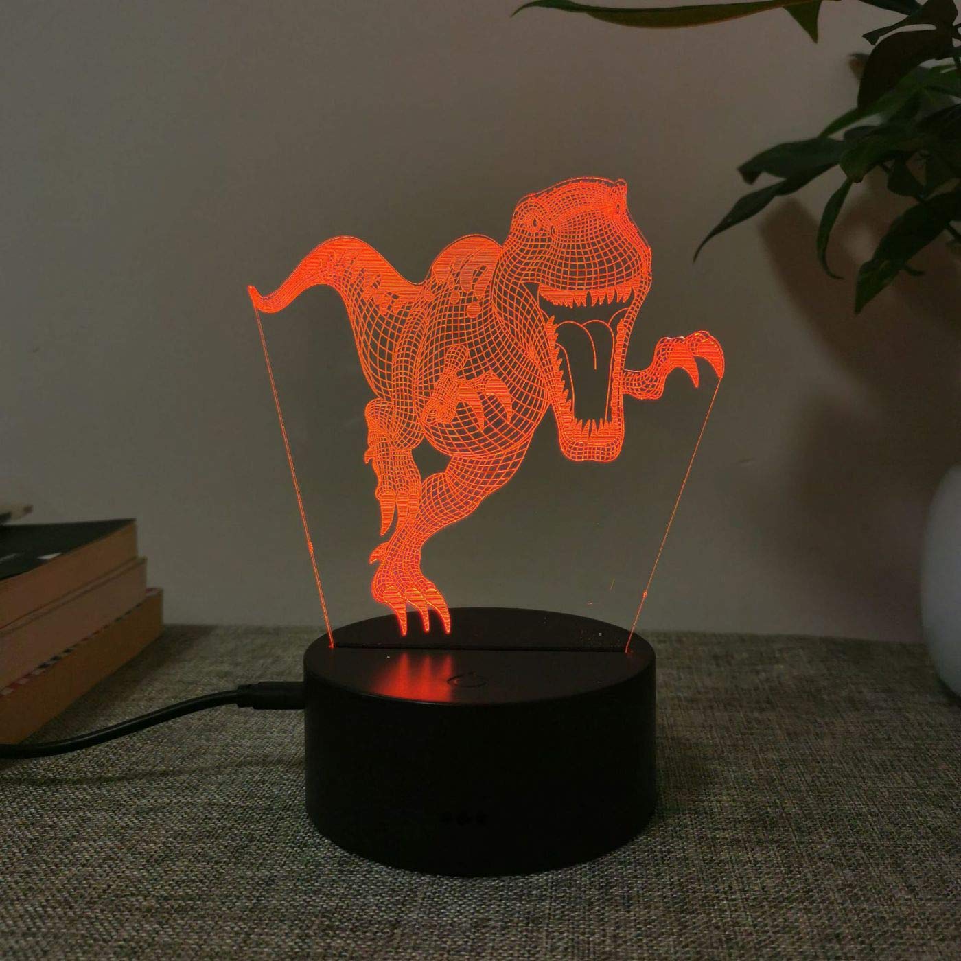 Dinosaur 3D Night Light for Kids - Touch Control LED Desk Lamp with 7 Color Changing Modes & USB Power, Perfect for Bedroom, Nursery, Study Room | T-Rex Illusion Lamp | Great Birthday & Christmas Gift for Boys & Girls