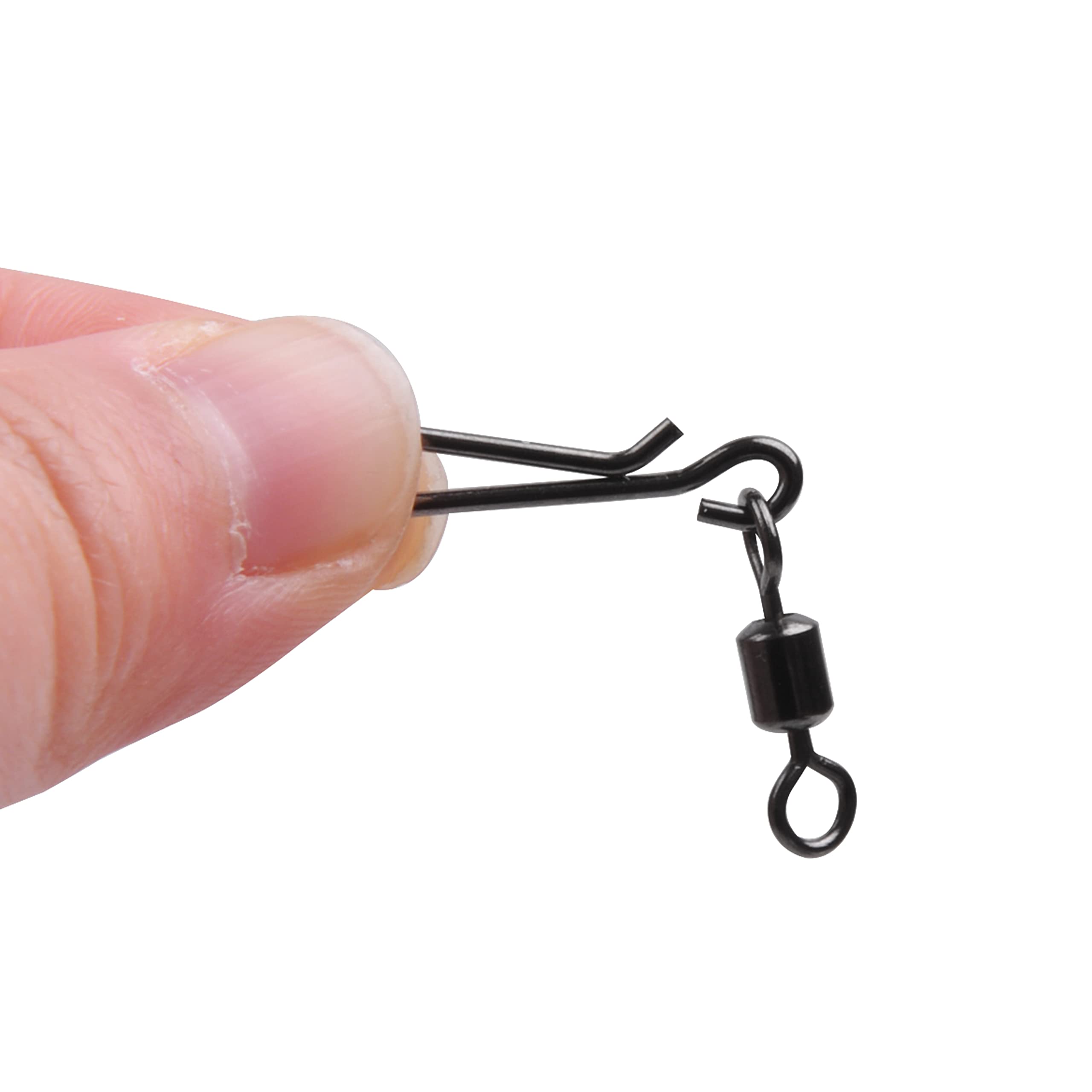 **AGOOL 60/200pcs High Strength Fishing Swivels with Quick Clips - Rolling Barrel Swivels & Snaps for Freshwater & Saltwater Fishing - Perfect for Bass, Trout, and Saltwater Game Fish**    *(Use Case: Ideal for connecting lures, leaders, and lines to prevent tangles and enhance casting performance in both freshwater and saltwater fishing.)*