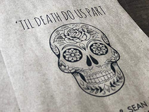 Custom Printed Sugar Skull Halloween Wedding Favor Bags - Day of the Dead Treat Bags (Set of 25) - Perfect for Halloween Parties, Themed Weddings & Dia de los Muertos Celebrations