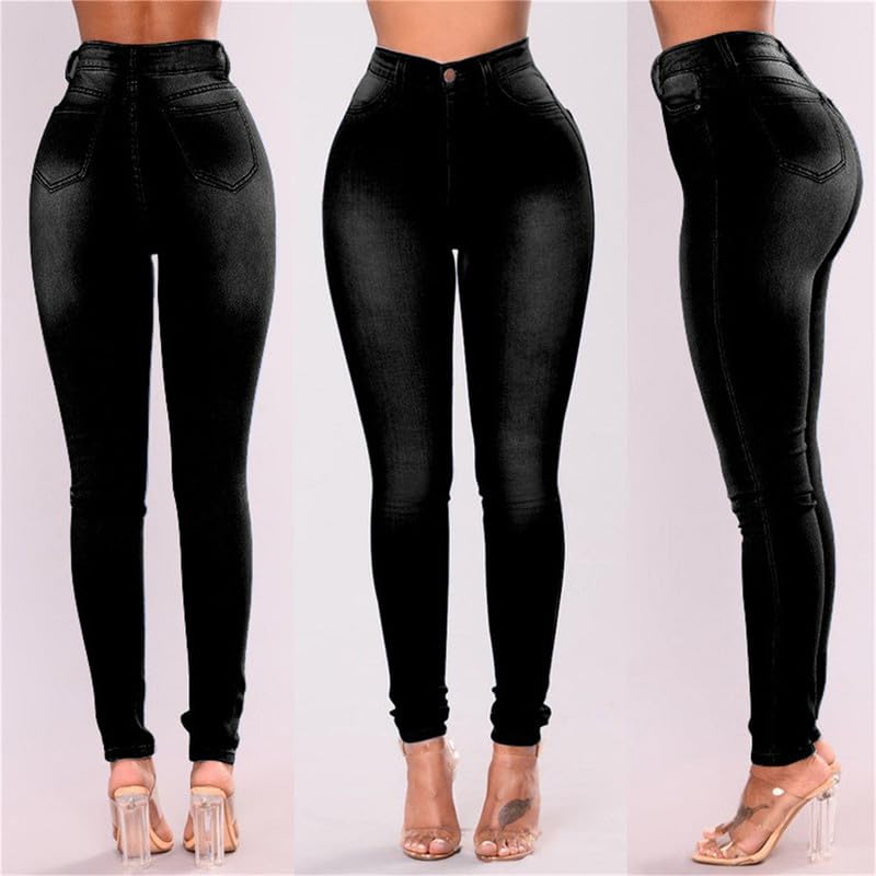 Andongnywell Women's High Rise Stretch Skinny Jeans - Pull On Butt Lift Denim Pants for Juniors | Comfortable & Flattering Fit for Casual Wear, Office & Night Out