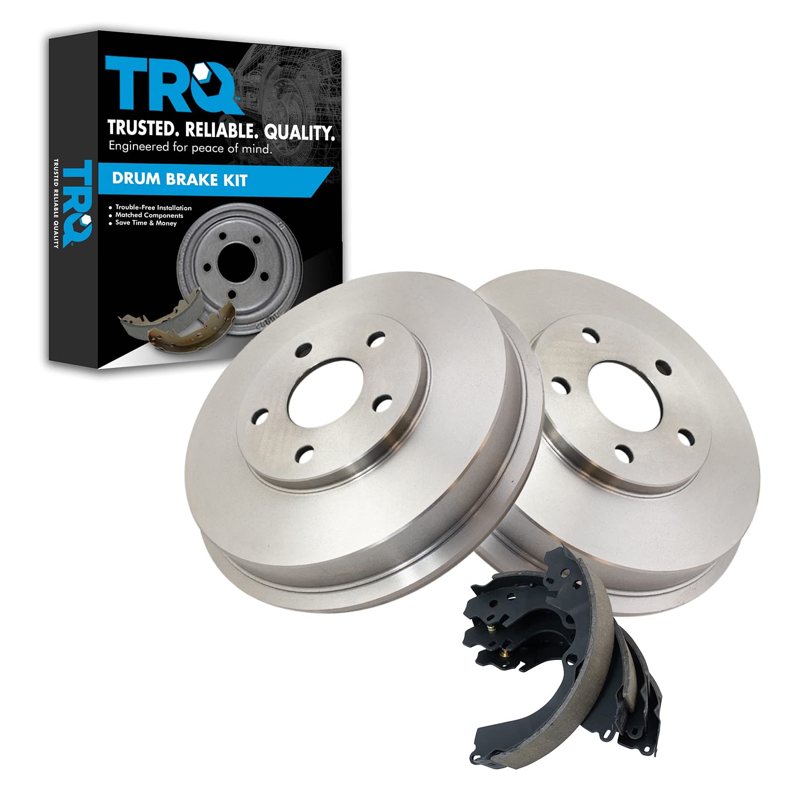 TRQ Rear Brake Drum and Shoe Kit - Compatible with Subaru Forester, Impreza, Legacy - Perfect for Brake System Replacement & Maintenance