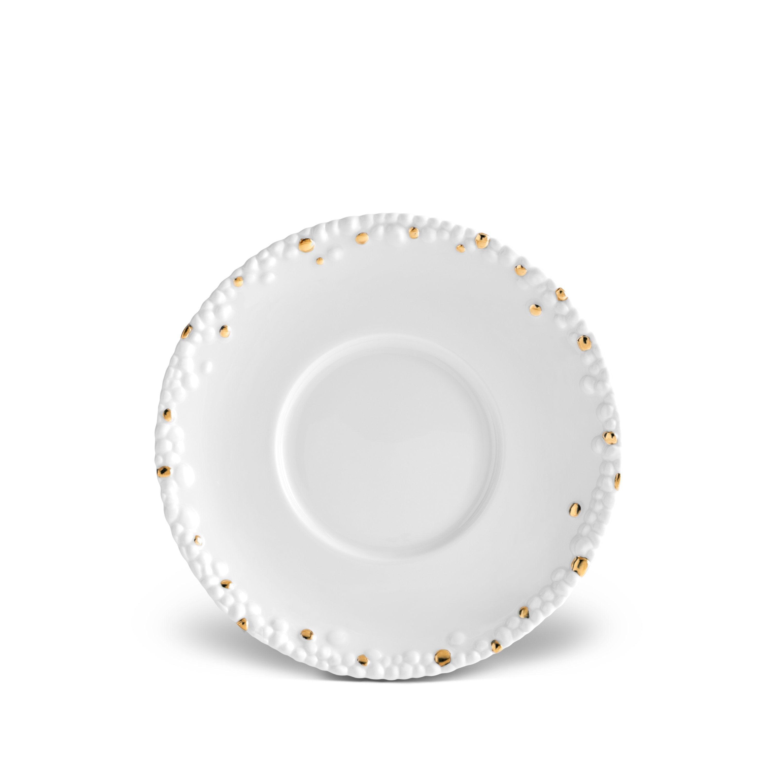Haas Mojave Saucer White & Gold – Elegant Modern Dinnerware for Home Dining, Parties, and Special Occasions
