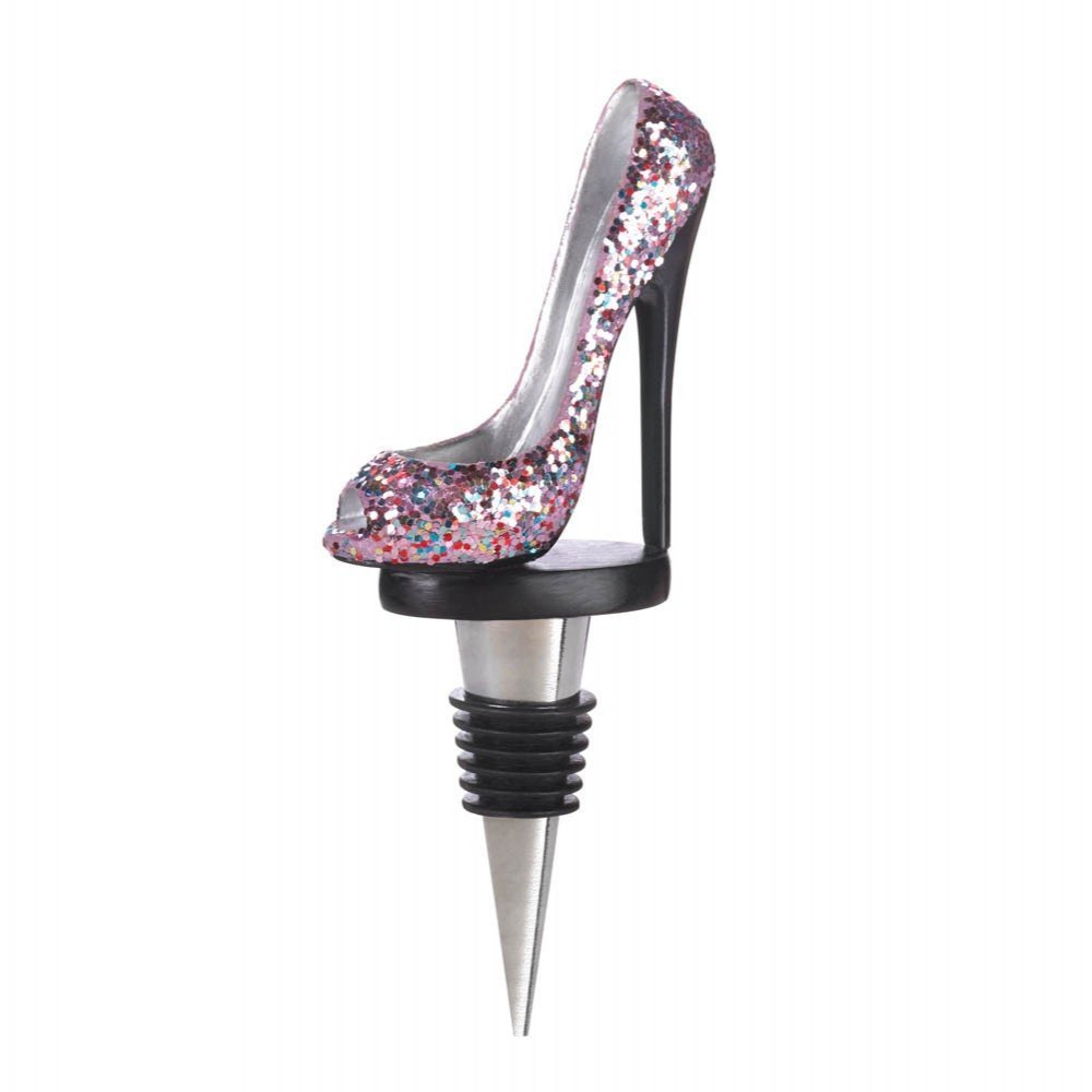 Sparkling Shoe-Shaped Wine Bottle Stopper - Glittery & Elegant for Parties, Weddings & Home Decor