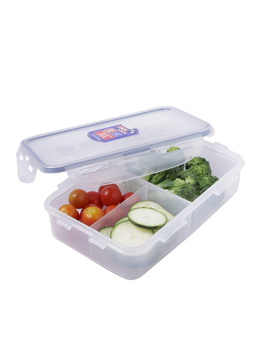 LOCK & LOCK 3-Compartment Airtight Meal Prep Containers with Lids - 27oz BPA-Free Plastic Food Storage Box for Lunch, Snacks & Leftovers | Perfect for Office, School, Picnics & Travel