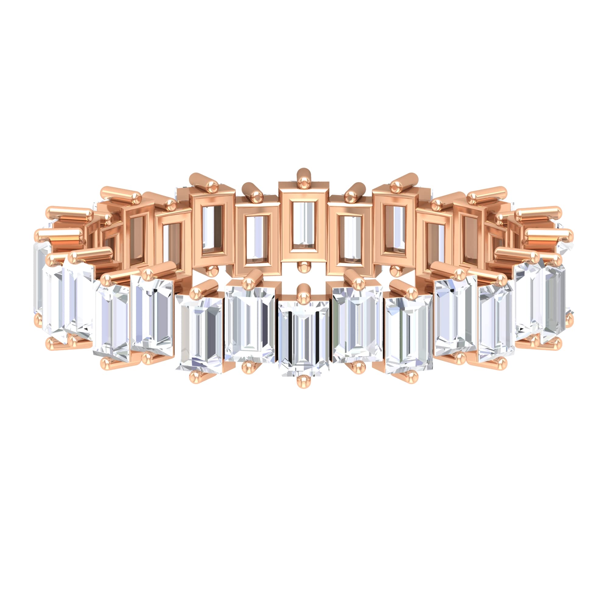 1.5 CT Moissanite Full Eternity Ring - Baguette Cut 14K Solid Gold Wedding Band for Women, Anniversary Gift, Bridal Jewelry, Stackable Ring for Everyday Wear or Special Occasions