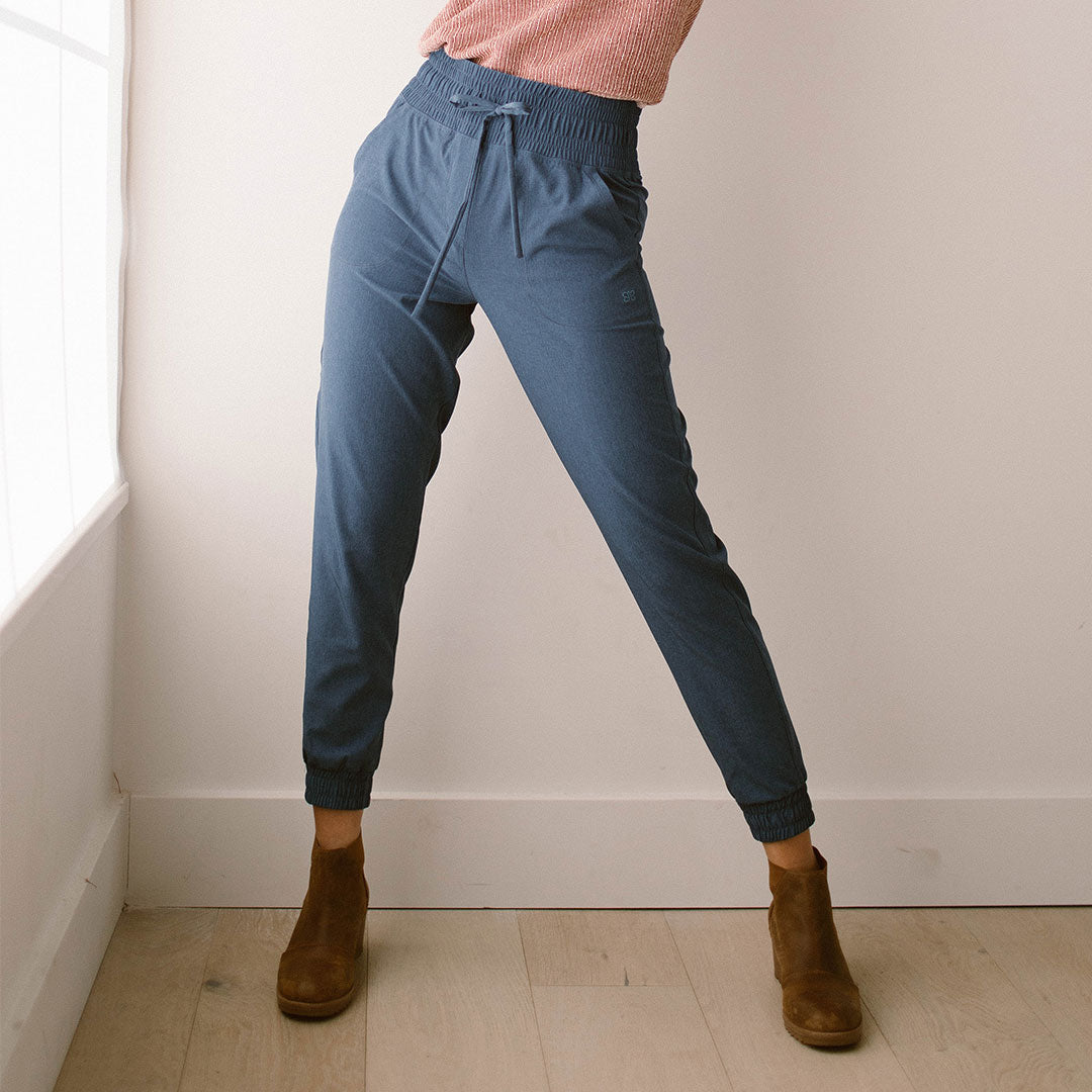 Dark Chambray Heather Destination Joggers for Men - Comfortable Casual Lounge Pants for Travel, Workout & Home Relaxation