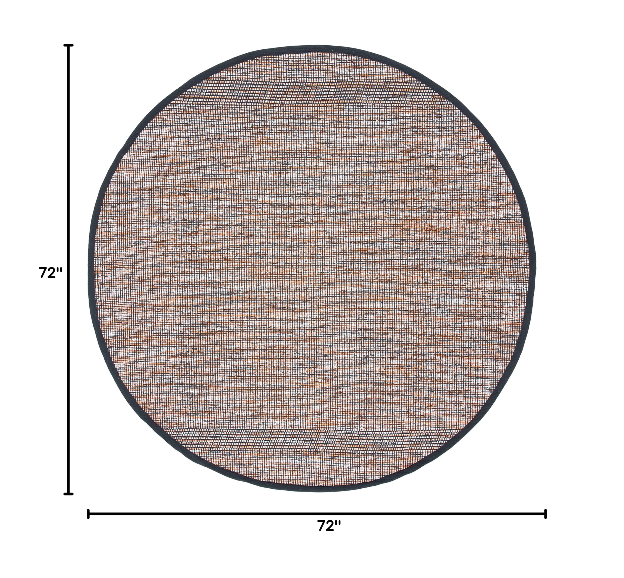 SAFAVIEH Montauk Collection 6-Foot Round Orange & Black Handmade Tassel Cotton Area Rug - MTK620P | Perfect for Living Room, Bedroom & Boho Home Decor