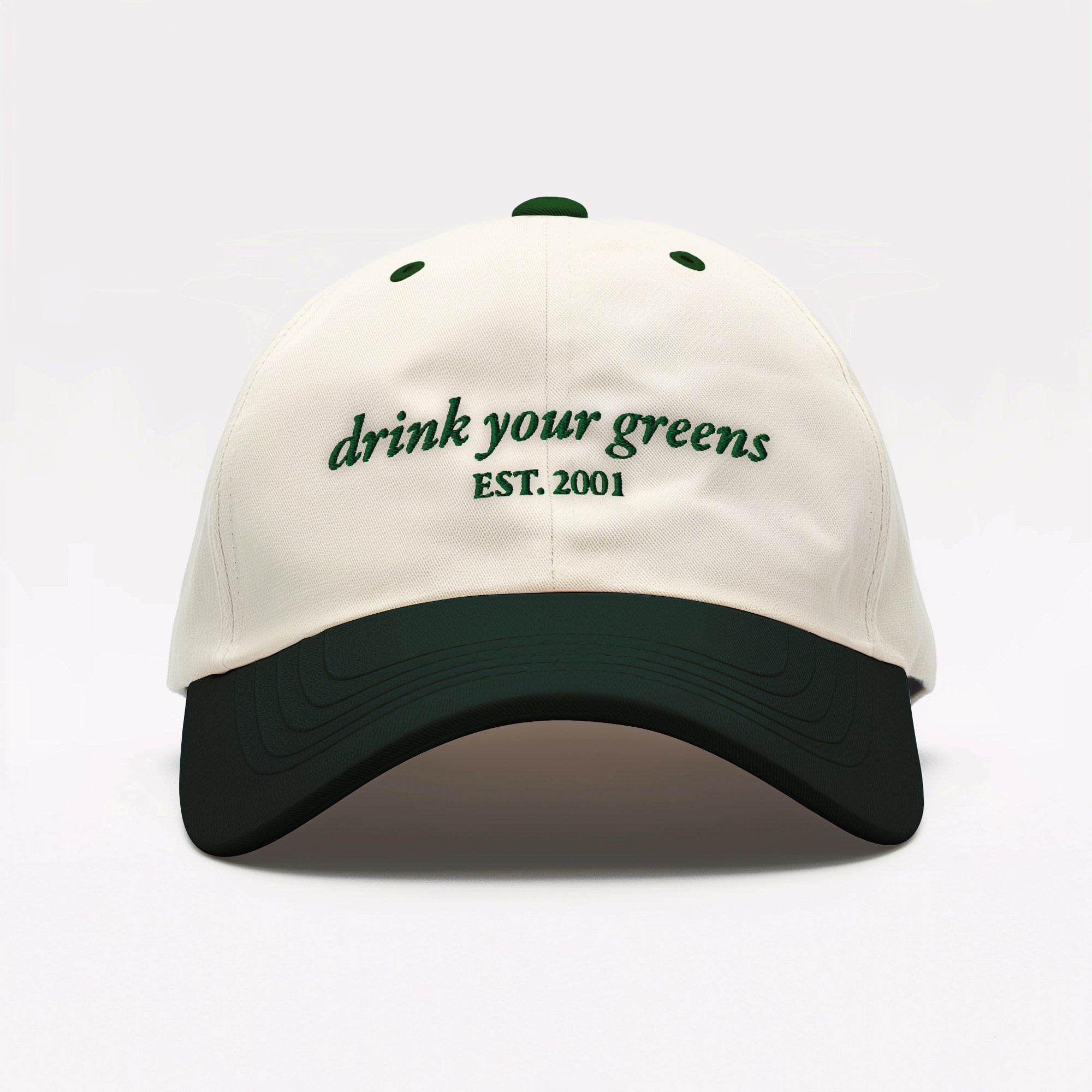 Drink Your Greens Two-Toned Dad Hat - Stylish & Comfortable Adjustable Baseball Cap for Men & Women - Perfect for Outdoor Activities, Sports & Casual Wear