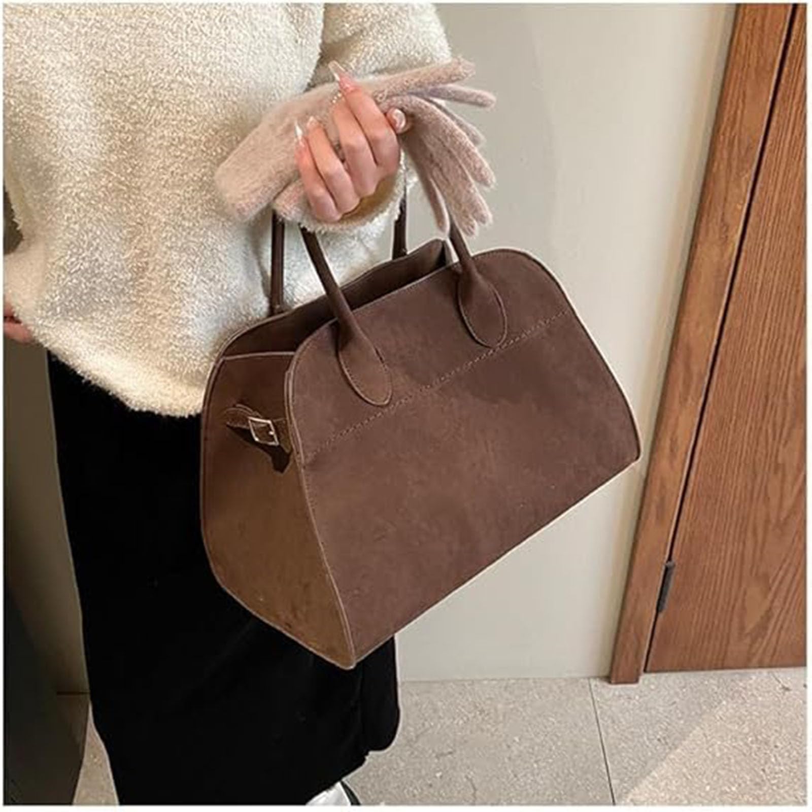 Modavo Suede Tote Bag for Women - Stylish Parisian Stroll Handbag