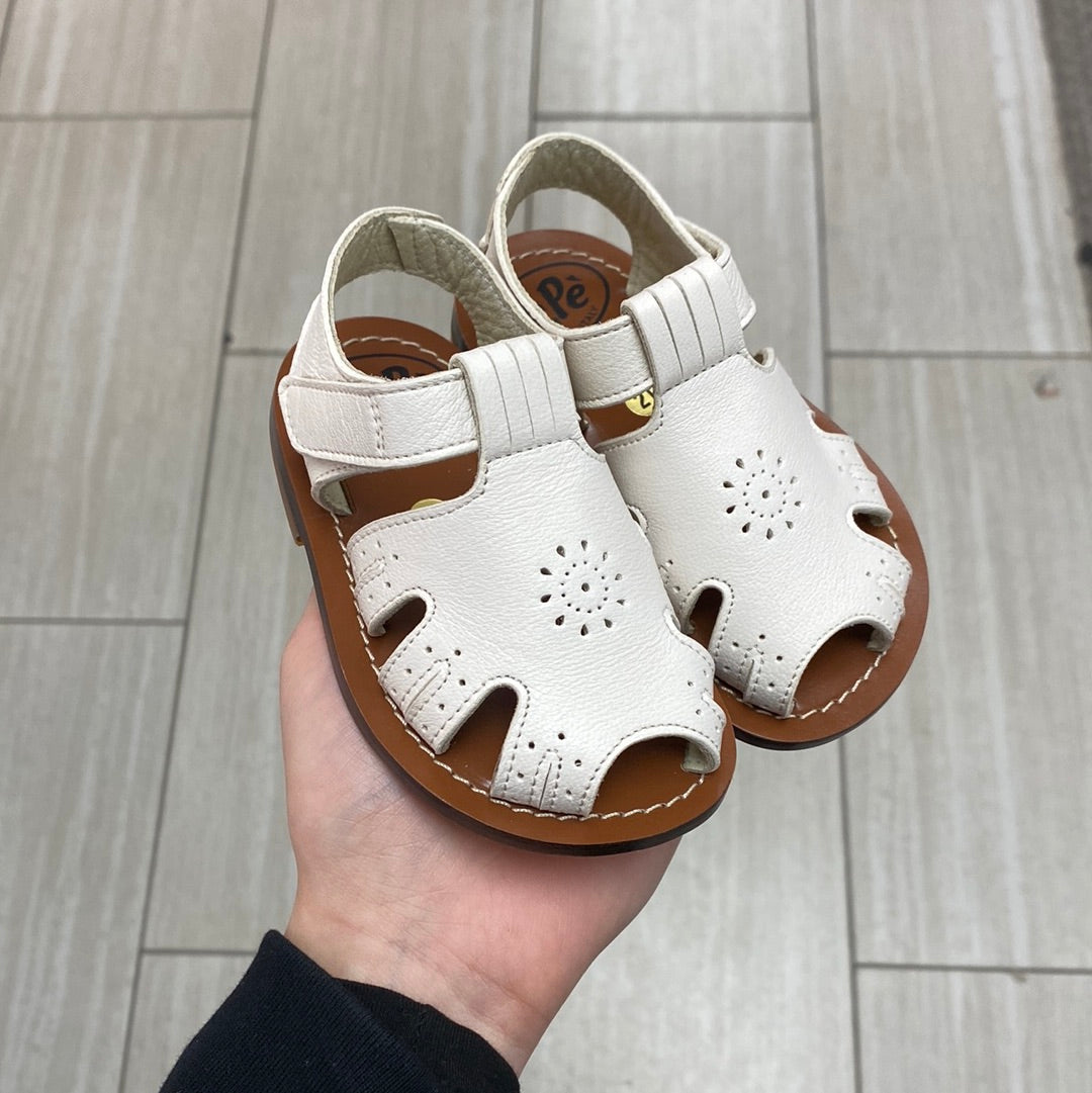 Pepe White Vintage Velcro Baby Sandals for Boys & Girls - Soft Comfortable First Walkers with Adjustable Straps - Perfect for Beach, Park & Summer Outfits