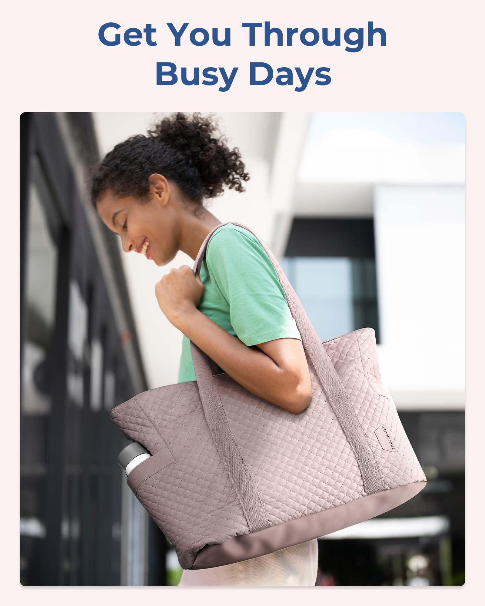 BAGSMART Large Tote Bag for Women - Stylish Travel Shoulder Bag with Top Handle & Yoga Mat Buckle - Perfect for Gym, Work, Travel & Everyday Use