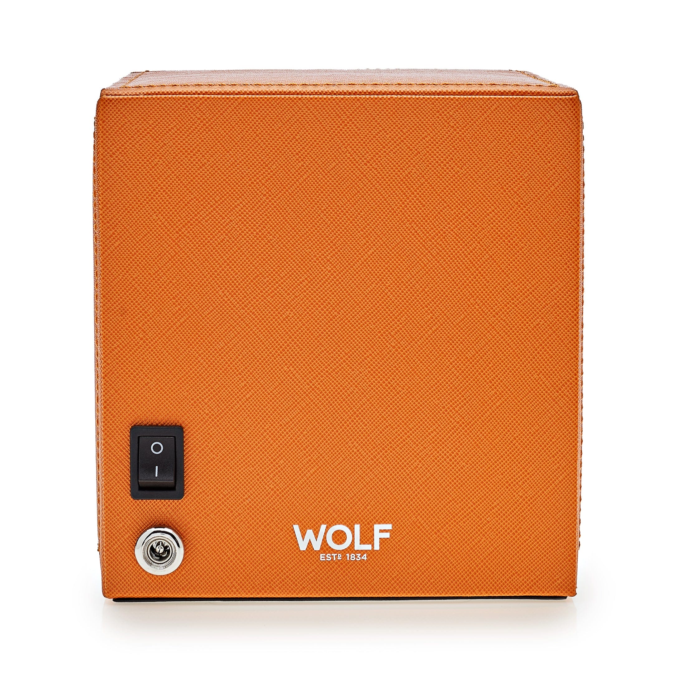 Premium Single Watch Winder with Protective Cover - Orange | Automatic Watch Storage & Display Case | Perfect for Watch Collectors & Luxury Timepiece Care at Home/Office