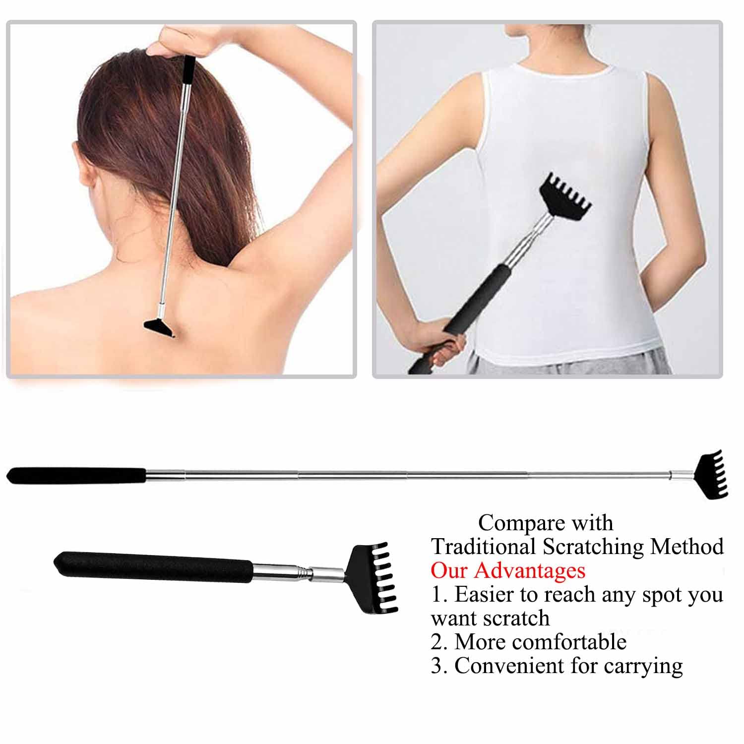 Extendable Back Scratcher with Telescopic Handle (8.26-26.77 Inches) - Christmas Gift Boxed Back Massage Tool - Perfect for Stocking Stuffers & Itch Relief at Home, Office, or Travel
