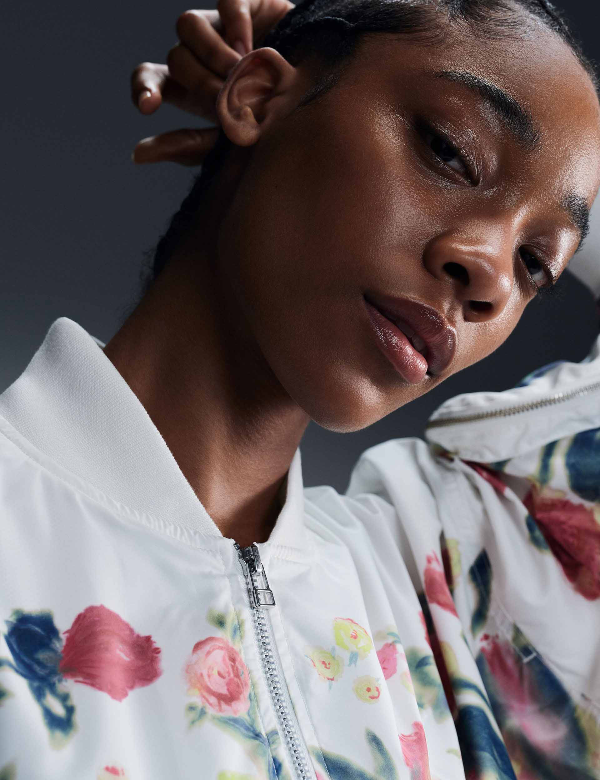 Sportswear Artist Collection Bomber Jacket - Sail/Floral Print Lightweight Windbreaker for Men & Women | Perfect for Running, Gym Workouts & Streetwear Fashion