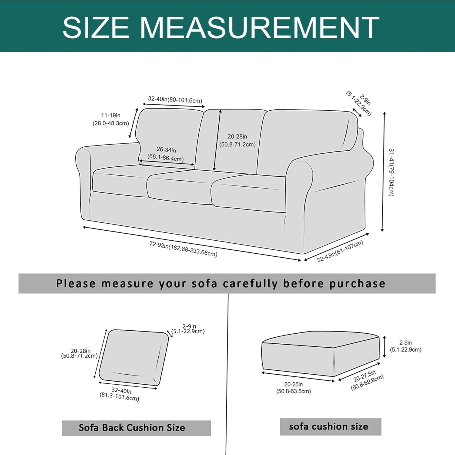 Stretch Velvet Sofa Cover Set - 7 Piece Split Sectional Couch Slipcover with Separate Backrest & Seat Cushion Covers - Turquoise Furniture Protector for Chair, Loveseat & Sofa | Perfect for Living Room, Bedroom & Home Decor
