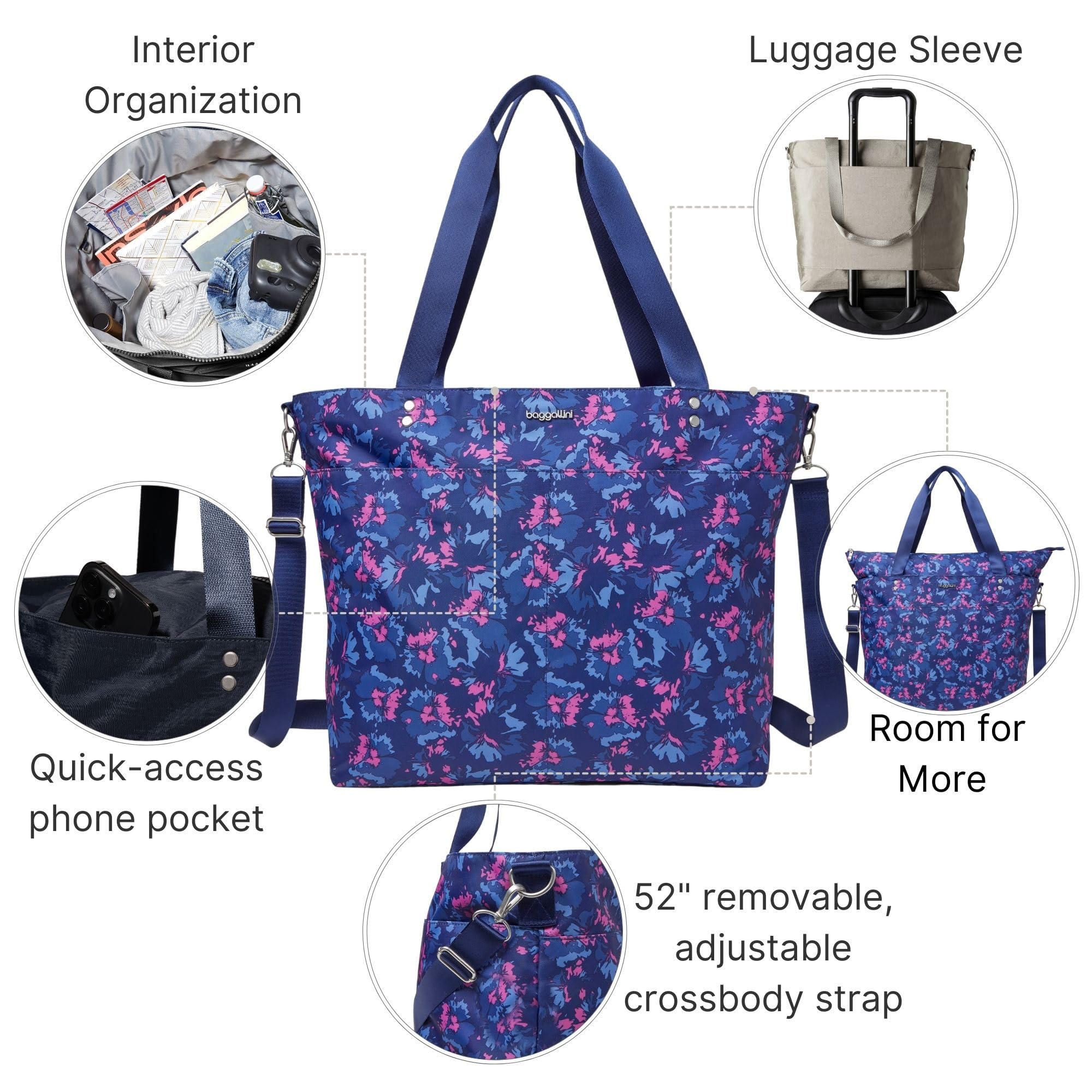 Stylish Large Carryall Tote Bag for Women - Lightweight Nylon Weekender with Zipper Top | Perfect as Travel Beach Bag, Personal Item & Fits Luggage Sleeve | Ideal for Vacation, Work Commute & Shopping Trips