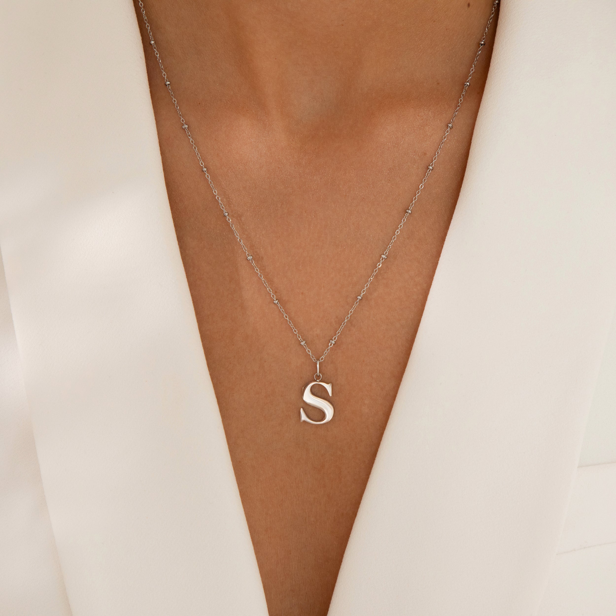 L Initial Pendant Necklace in Sterling Silver - Elegant Personalized Jewelry Gift for Women, Perfect for Birthdays, Anniversaries & Everyday Wear