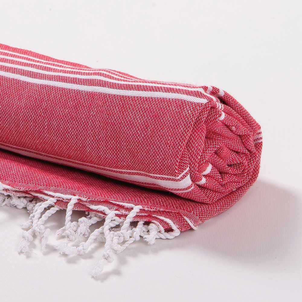 Turkish Beach Towel 37x68 - Quick Dry Sand-Free Cotton for Pool, Beach & Travel (Red)