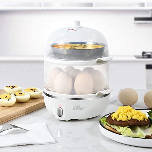 Double Decker Electric Egg Cooker & Boiler - Fast 14 Egg Capacity Egg Maker in White | Perfect for Breakfast Meal Prep, Camping & Large Families