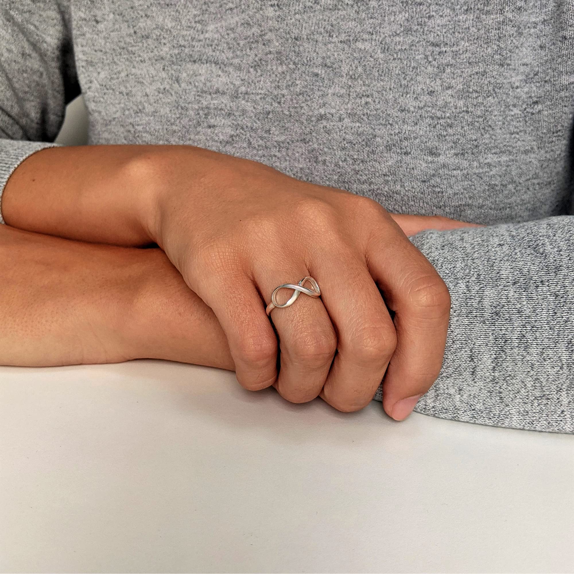 Silverly Women's 925 Sterling Silver Infinity Symbol Stackable Ring - 8 Band Set for Everyday Wear, Gift Giving & Special Occasions