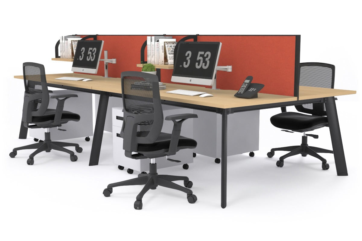 4-Person Workstation with Black Frame - 1200L x 800W Office Desk with Cable Management for Team Collaboration | Perfect for Open Offices, Coworking Spaces & Home Offices