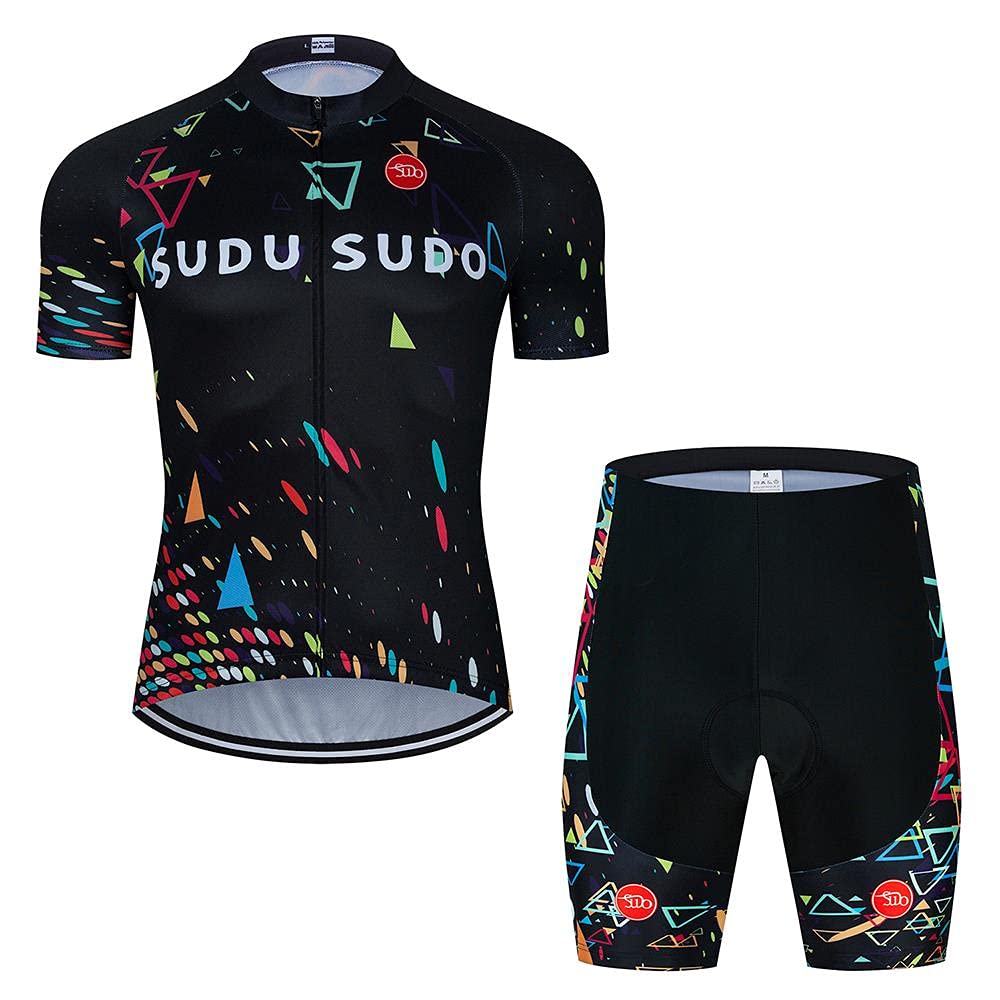 Men's Cycling Jersey Set - Short Sleeve Breathable Bike Shirt & Bib Shorts with 20D Padded for Road Biking | Comfortable Performance Cycling Gear for Training & Outdoor Rides