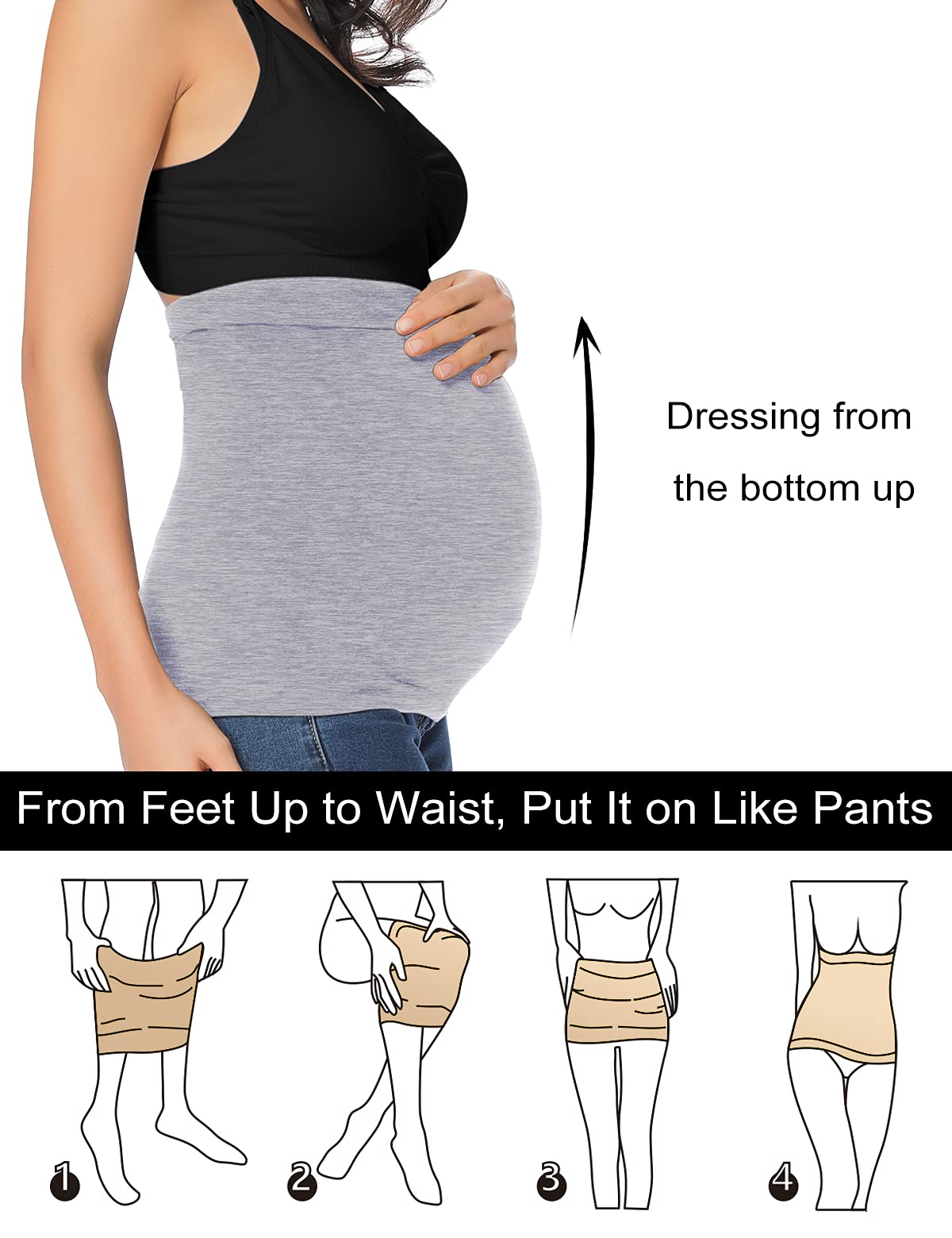 Rheane Maternity Belly Band for Pregnant Women - Adjustable Pregnancy Support Belt & Maternity Jeans Extender - Comfortable Belly Band for Everyday Wear During Pregnancy, Work & Maternity Photos