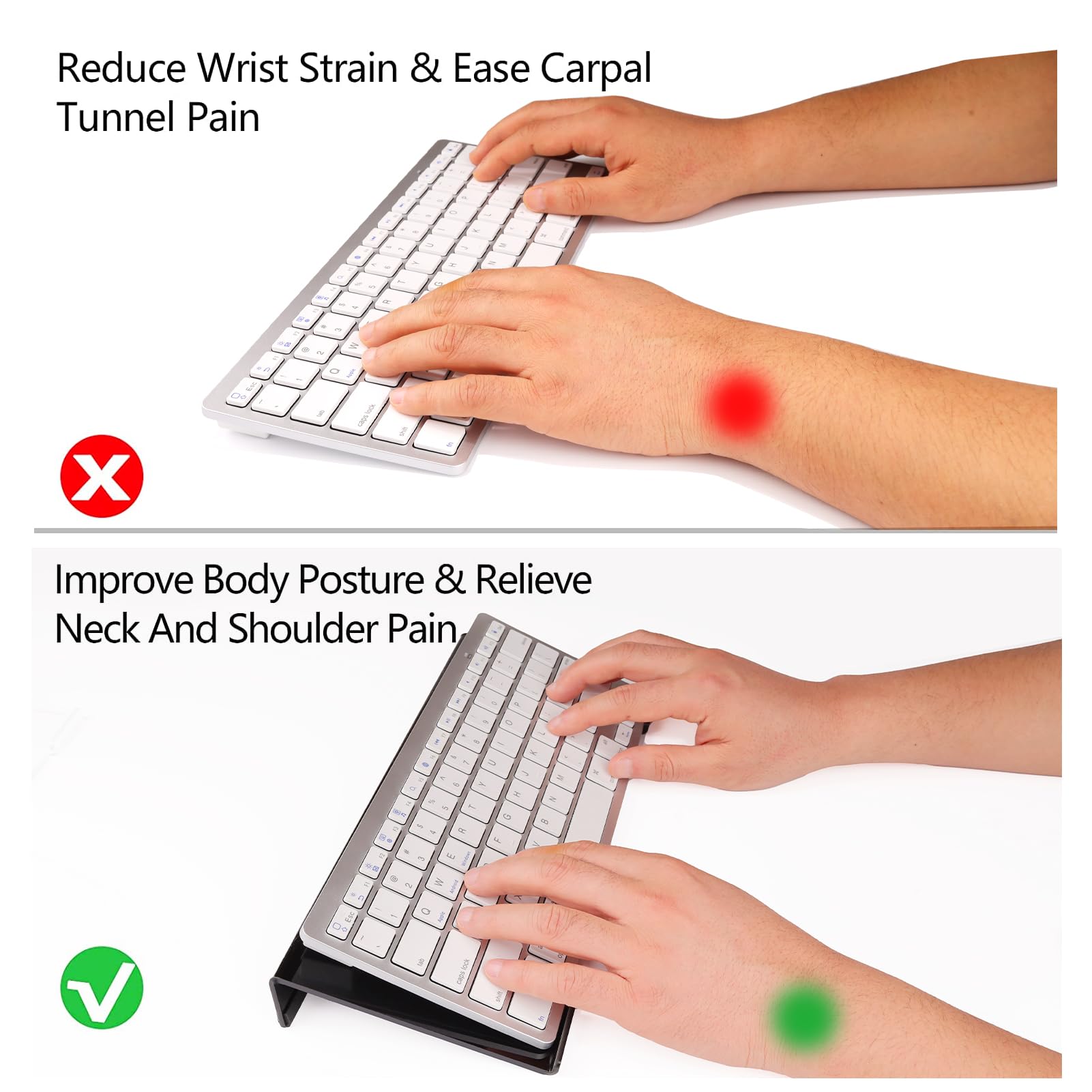 Acrylic Keyboard Stand for Desk - Ergonomic Lift for Office & Gaming