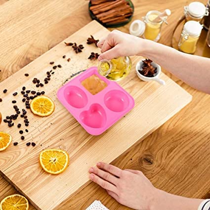 MoldBerry 4-in-1 Silicone Soap Mold Set - Round, Square, Oval & Heart Shapes for DIY Soap Making, Bath Bombs, Candles, Lotion Bars - Perfect for Home Crafting, Gifts & Spa Essentials (Multicolor, PK1)