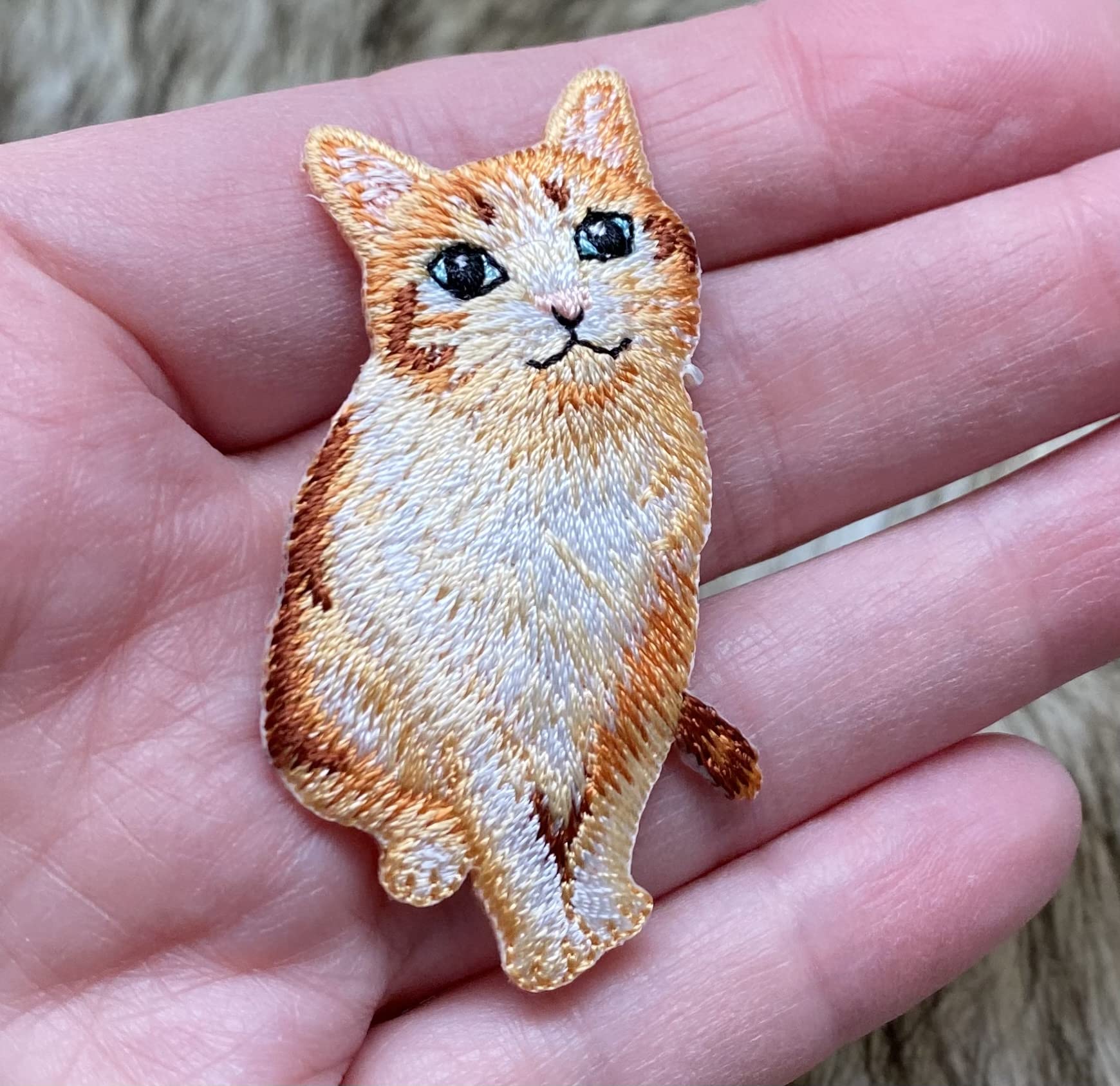 Realistic Orange Tabby Cat Embroidered Iron-On Patch for Pets & Clothing - Perfect for DIY Crafts, Jackets, Backpacks & Costume Accessories