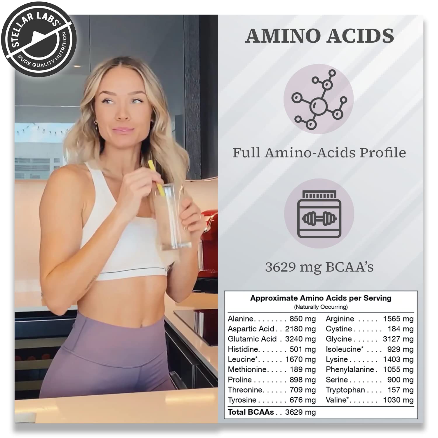 Stellar Labs Vegan Protein Powder with BCAA's & Antioxidants - Certified Low FODMAP, Non-GMO, Gluten-Free, Soy-Free, Low Carb, Stevia Sweetened | Plant-Based Protein Shakes for Weight Loss & Muscle Recovery | Vanilla Flavor for Smoothies, Baking & Post-Workout Drinks