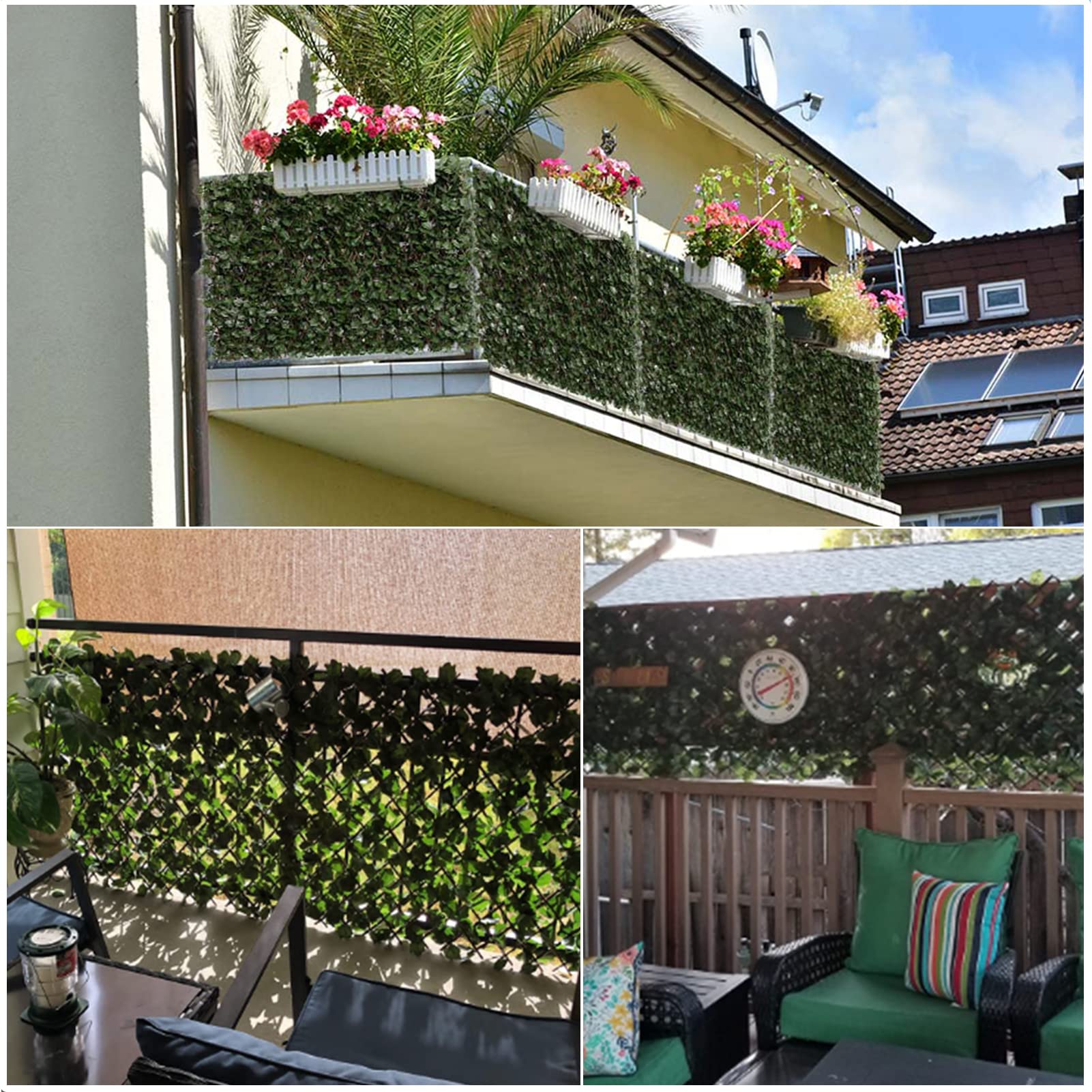 DOEWORKS Expandable Fence Privacy Screen - Double Sided Artificial Ivy Leaves Panel for Balcony, Patio, Backyard - Outdoor Garden Decor, Home Decoration | Perfect for Creating Shade, Enhancing Privacy & Beautifying Outdoor Spaces