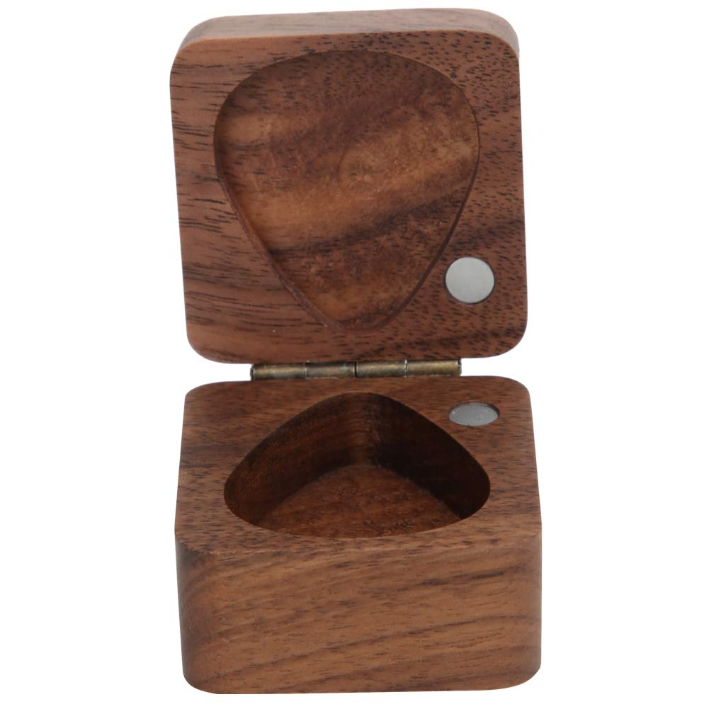 Premium Acacia Wood Guitar Pick Case - Durable Plectrum Storage Box for Guitar Accessories | Perfect for Musicians, Collectors & Travel Use