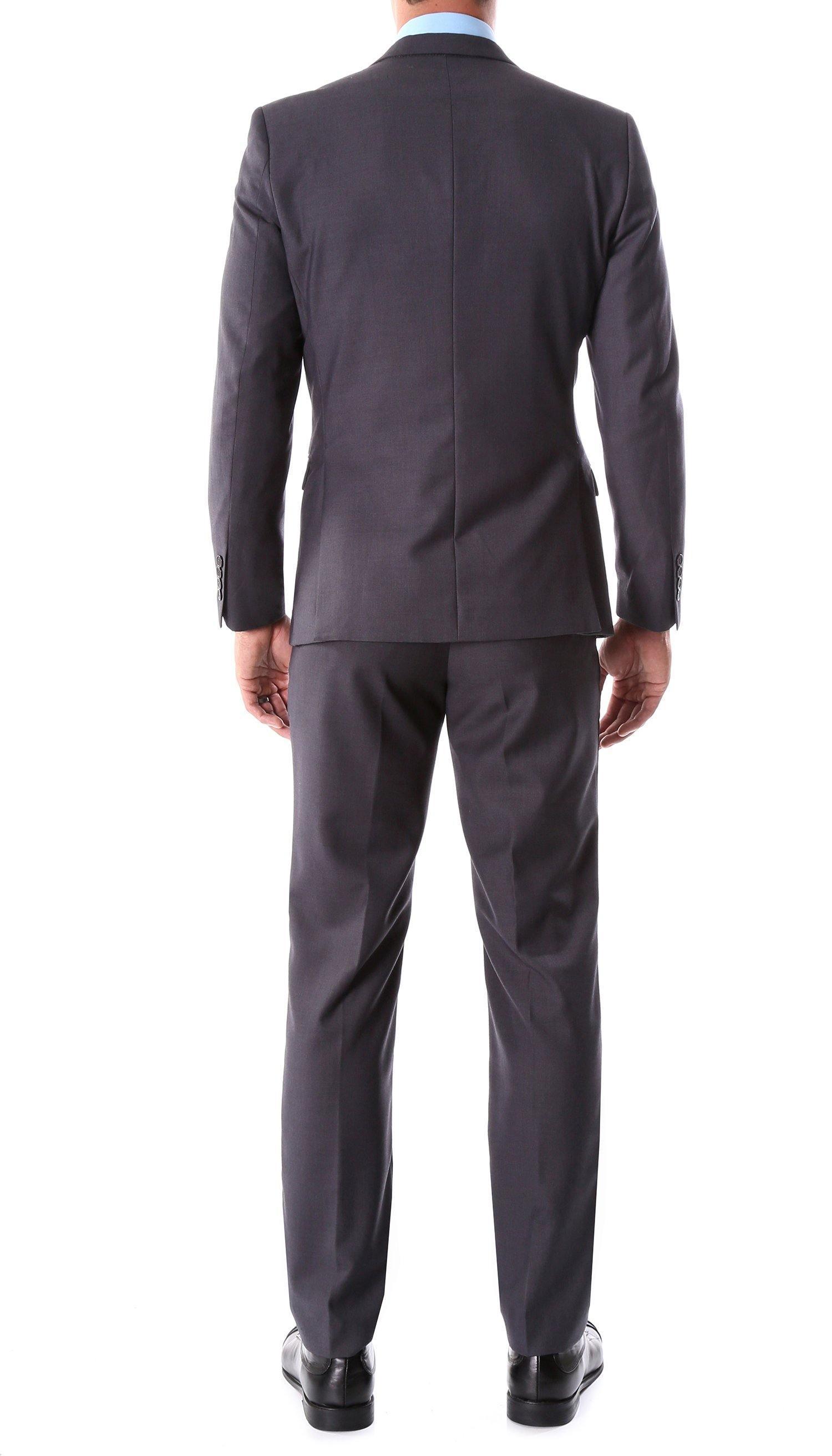 Oslo Collection Slim Fit 2-Piece Suit for Men - Charcoal Gray Business Formal Attire | Perfect for Weddings, Office & Special Occasions