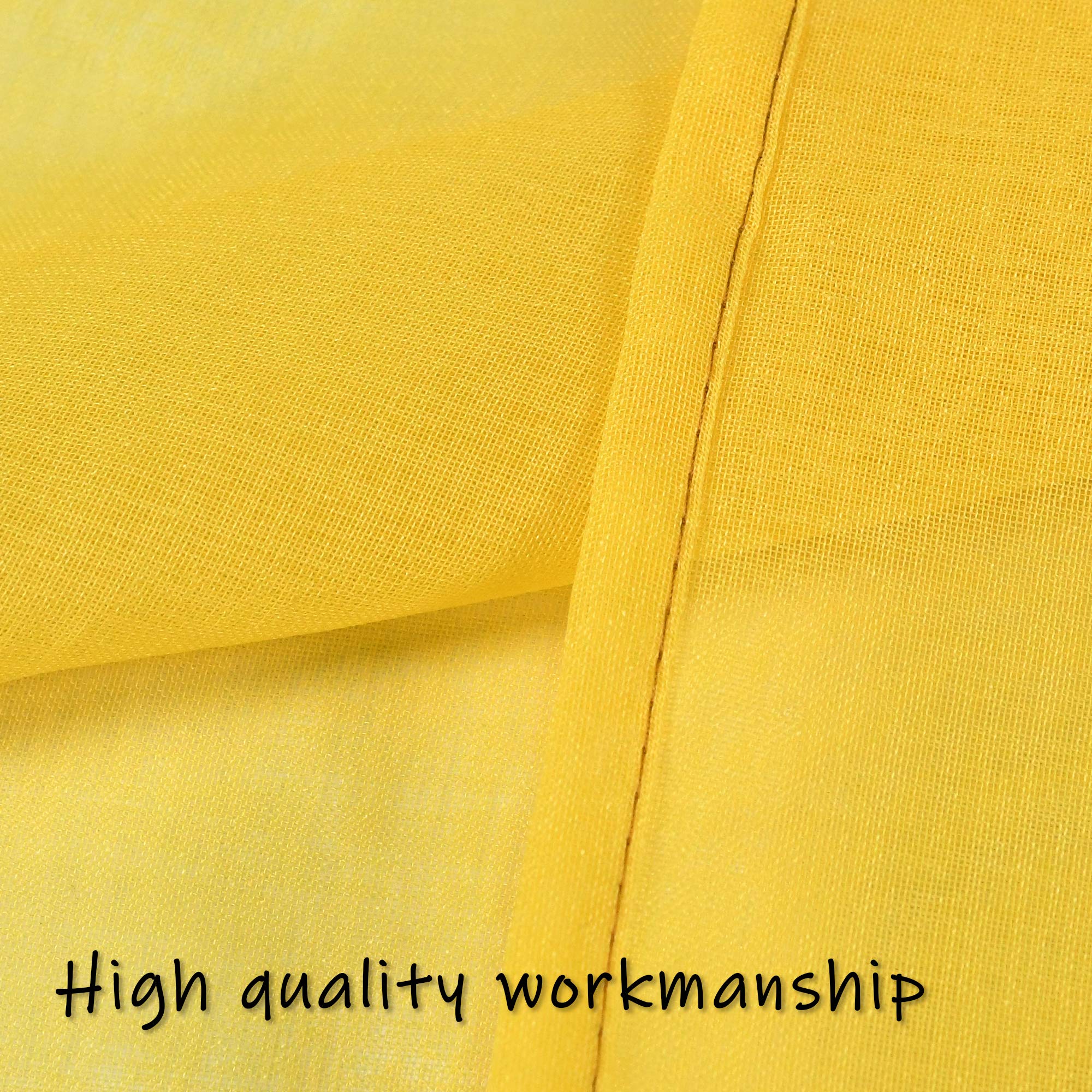 Bright Yellow Semi-Sheer Kitchen Curtains 36 Inch Length - Rod Pocket Cafe Curtains, Linen-Like Textured Window Drapes for Privacy - Perfect for Basement, Bathroom & Small Windows (34x36 Inches) - Ideal for Kitchen Decor, Breakfast Nook & Cozy Home Spaces