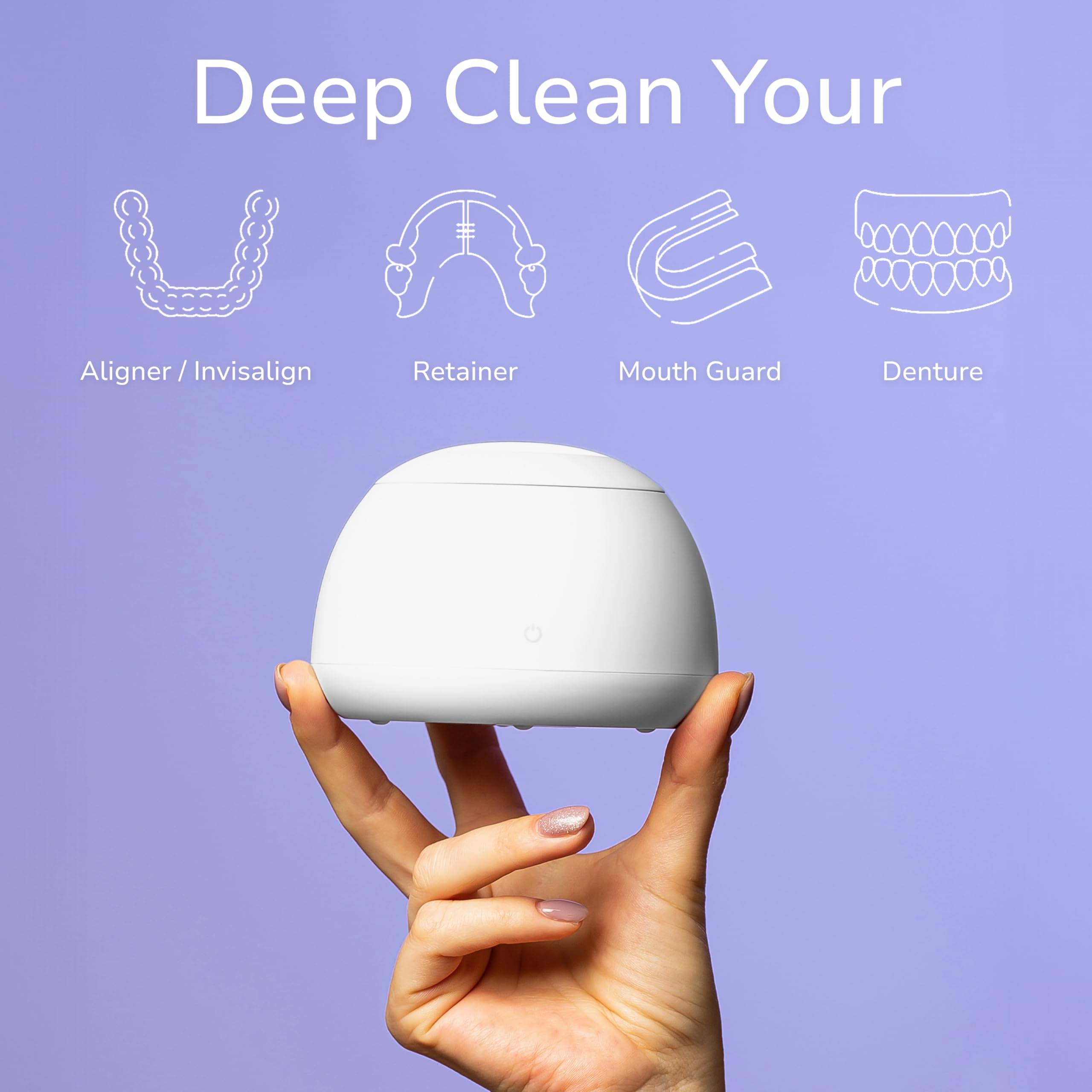 Zima Dental Pod Ultrasonic Cleaner for Retainers, Aligners, Night Guards & Dentures | Arctic White | FSA & HSA Eligible | Deep Cleaning for Oral Care | Perfect for Travel, Home & Office Use
