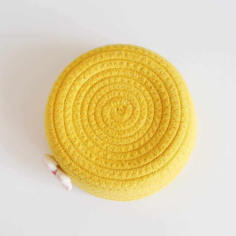 Ochine Cotton Rope Basket - Handwoven Decorative Storage Bin for Nursery, Desk, Bathroom | Small Round Organizer for Toys, Flowers, Laundry | Perfect for Baby Girls, Kids, Pets & Home Decor Gifts