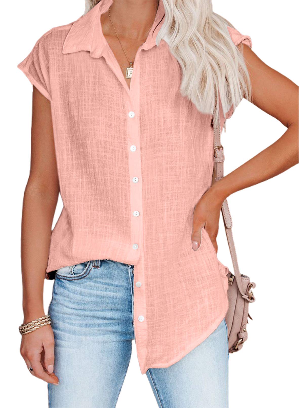Diukia Women's Summer Ruffle Cap Sleeve Blouse - Casual Button Down V-Neck Top for Work, Date & Vacation | Lightweight Floral Print Shirt for Office, Beach & Outdoor